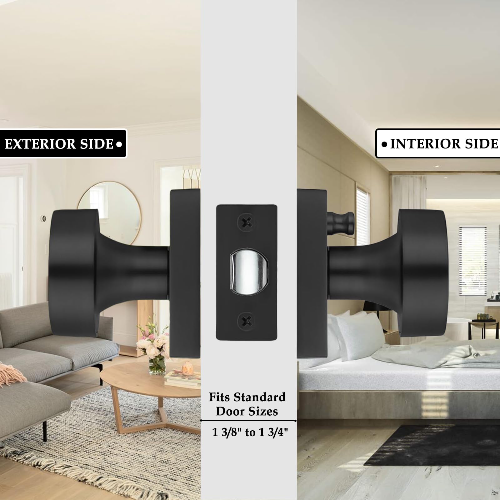 Modern Matte Black Door Knob - Privacy Lock -4