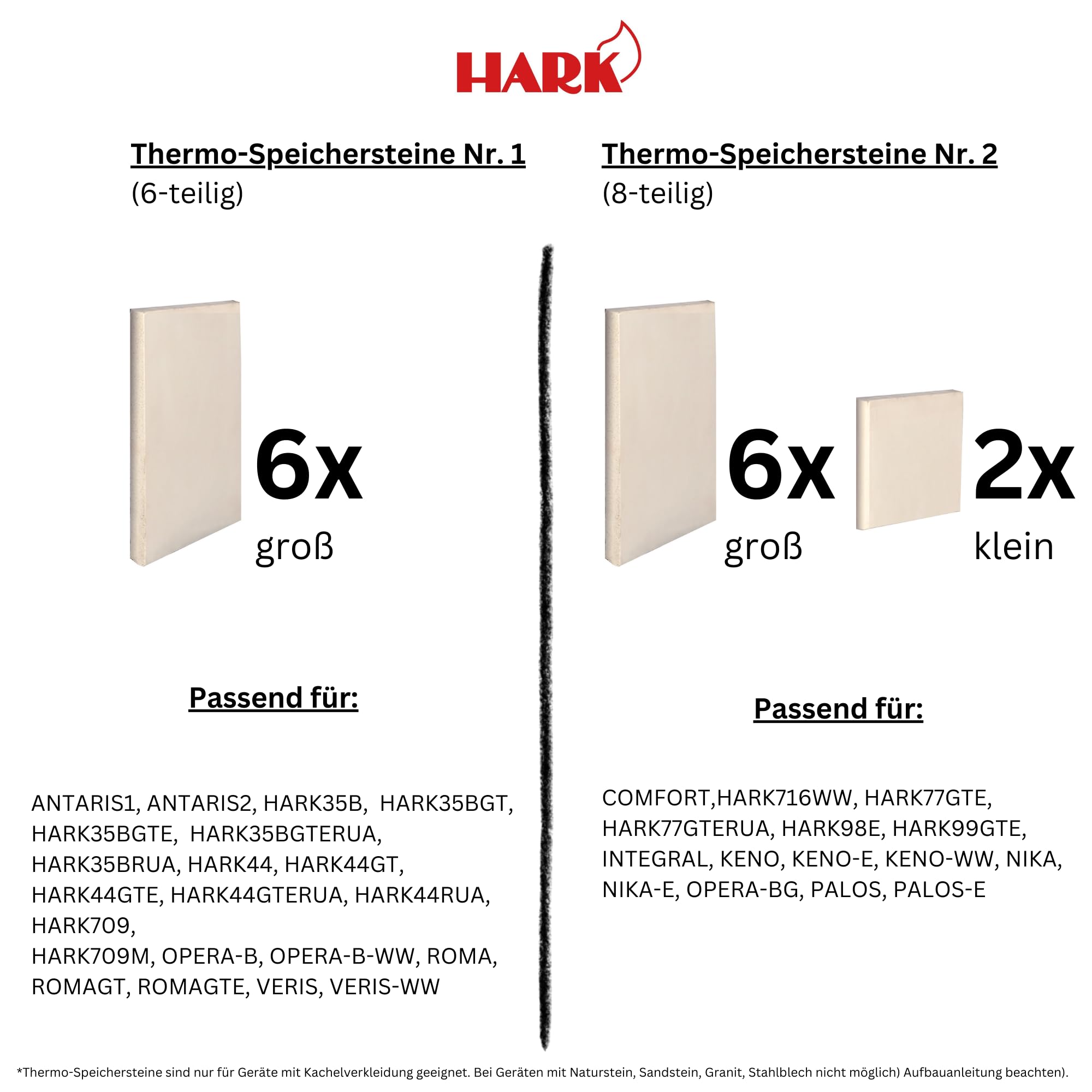 HARK 6x Thermospeichersteine für Kaminöfen