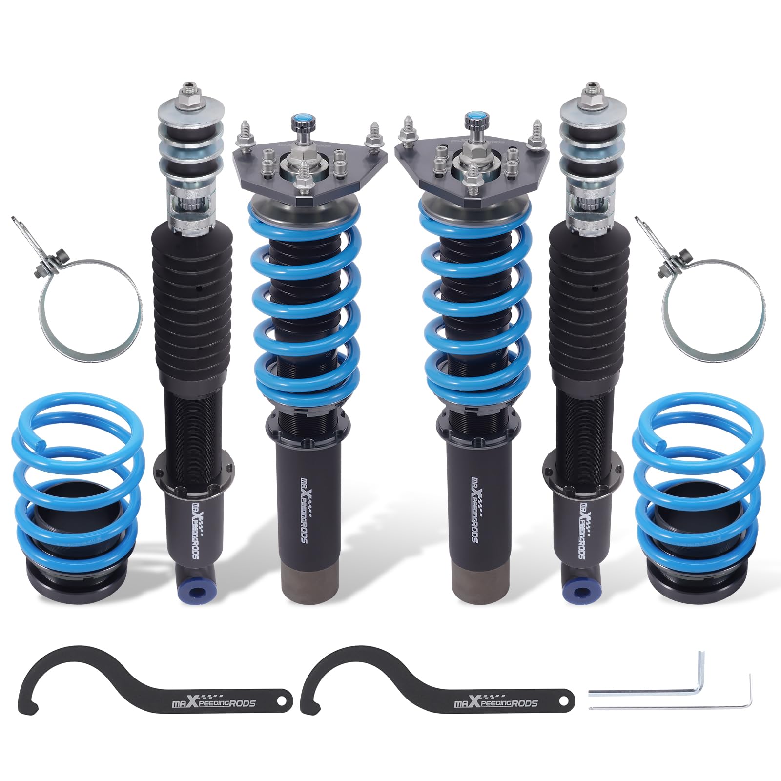 maXpeedingrods Coilover for Toyota Corolla AE86 1983-1987, 24 Levels Damper Adjustable Coilovers Suspension Kit Strut, Height Adjustable Shock Absorber Struts, T6 Upgraded Lowering Kits Blue