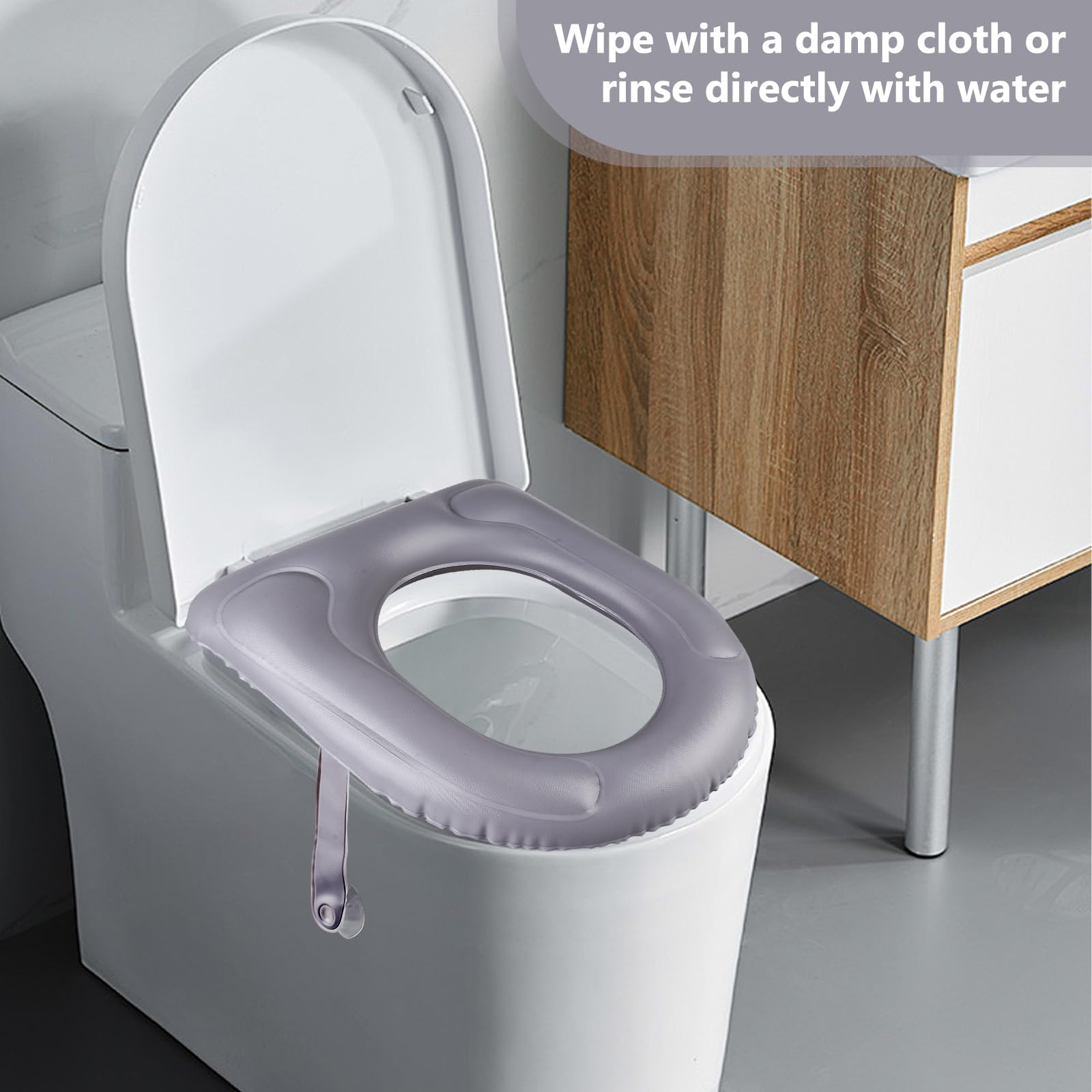 Cuscino gonfiabile per WC con ventosa, sedile WC, cuscino gonfiabile regolabile in altezza, per WC, per adulti, anziani, sollievo dal dolore al coccige