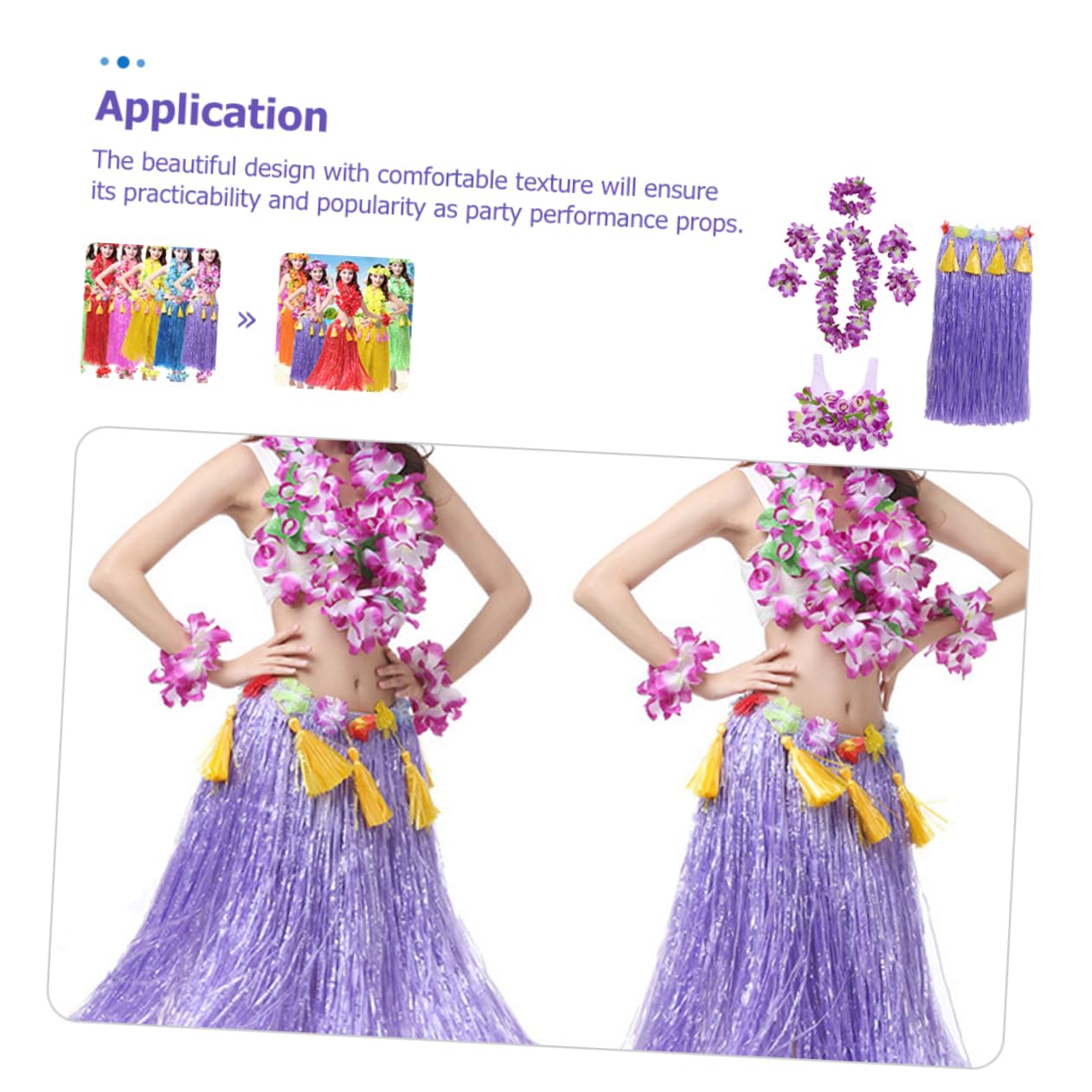 Healvian Juego de 8 Piezas Faldar de Hierba Gruesa Púrpura para Disfraz Hawaiano, Resistente y Decorativo Guirnalda Floral, Adecuado para Fiestas de Disfraces y Luau