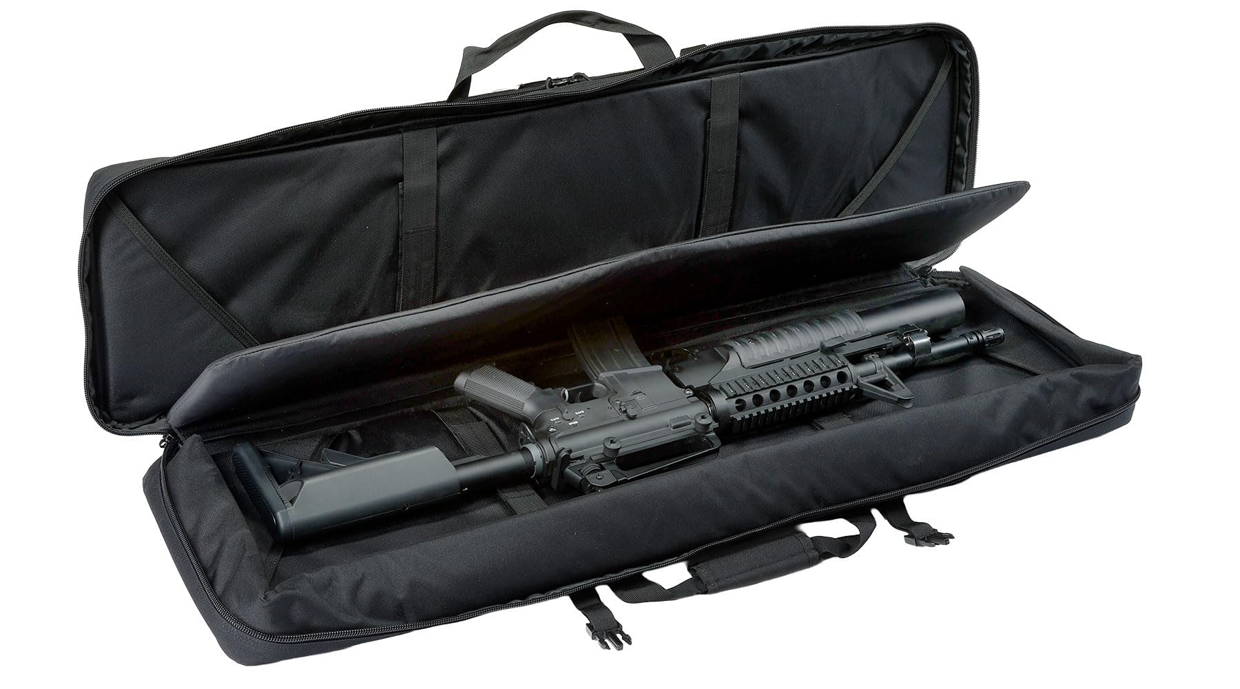 Heavy Duty Deluxe Gewehrtasche – Single & Double Rifle Bag, taktisches Langwaffen-Futteral gepolstert mit Seitenfächern & Wabenschaum, für Zubehör