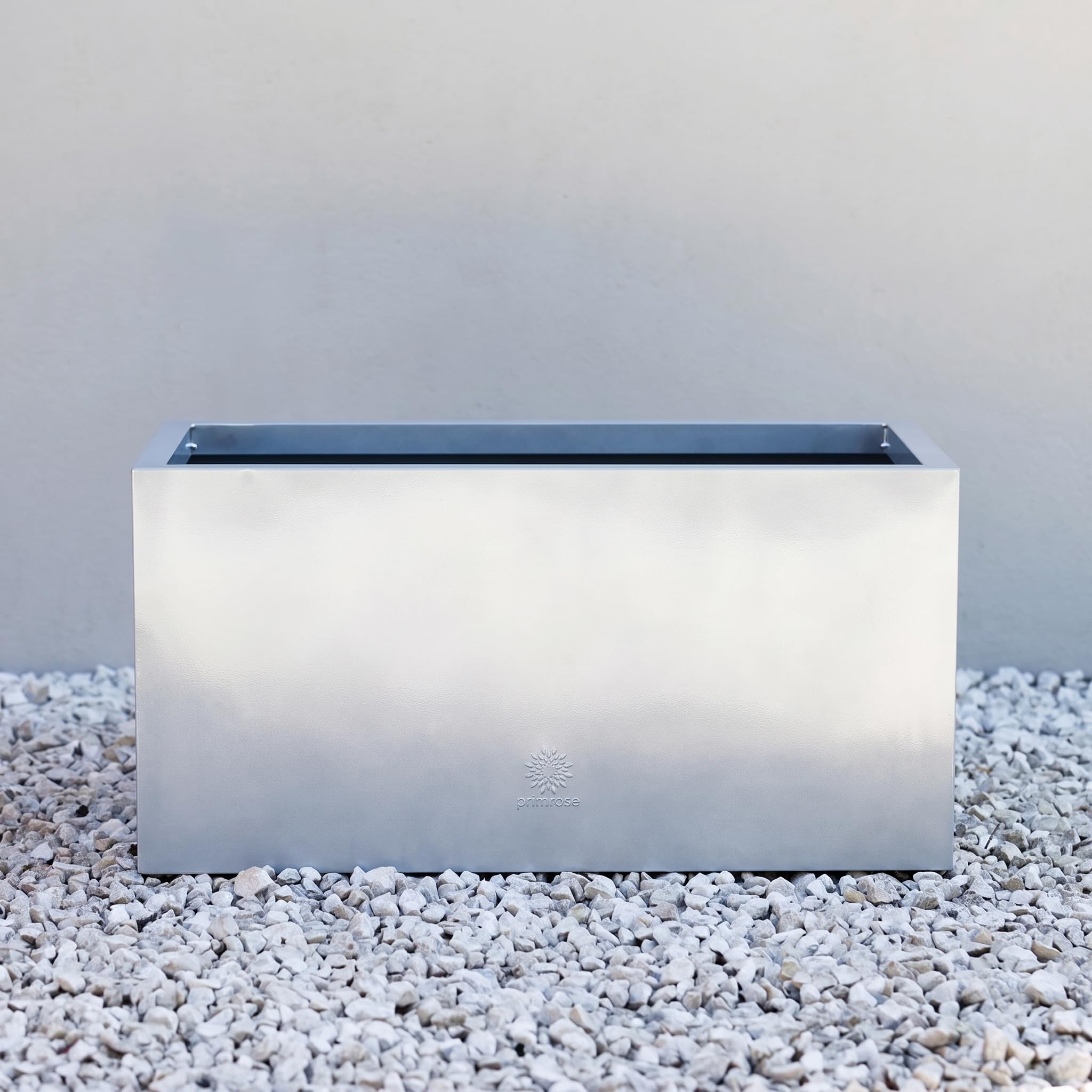 Primrose Unisex Silver Zinc Galvanised Rectangular Outdoor Trough Planter 70Cm