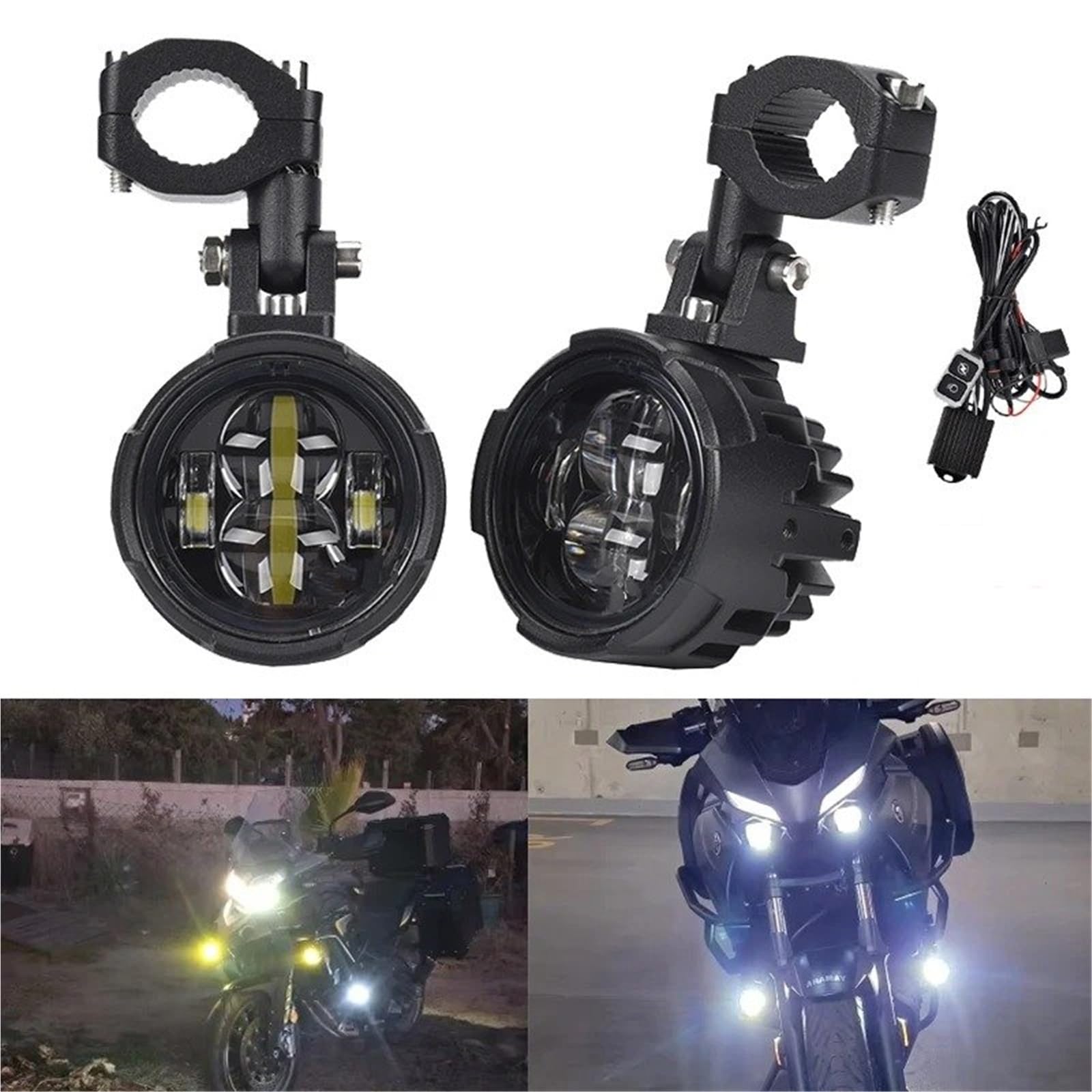 Motocicleta redondo Faros Antiniebla Auxiliares LED De Dos Colores Para CRF1100L