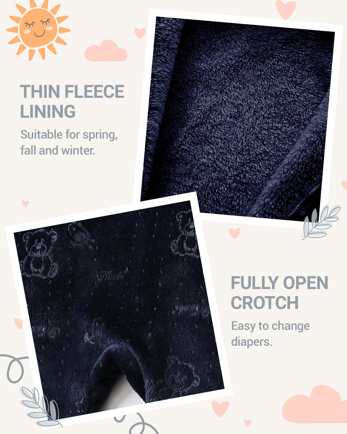 WYTbaby Combinaison de neige pour bébé en polaire avec capuche - Combinaison chaude pour l'hiver et l'automne - Pour garçons et filles de 0 à 12 mois