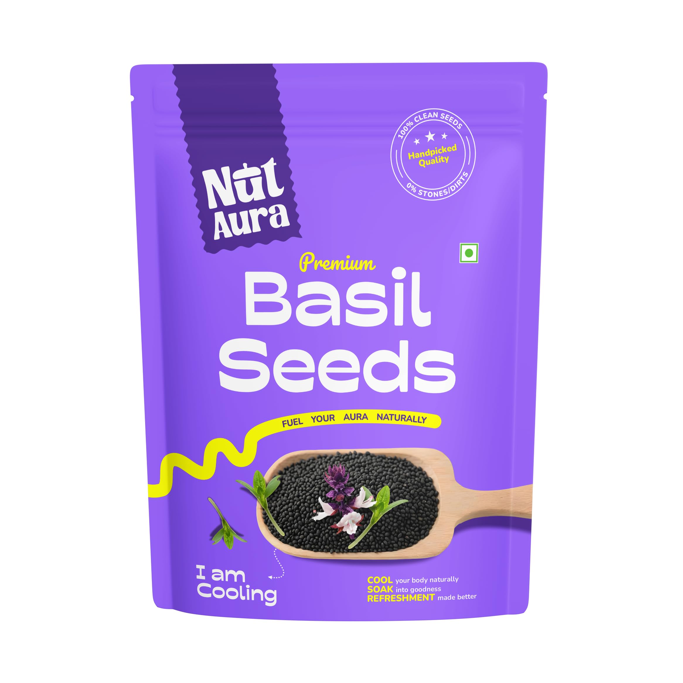 Nut Aura Basil Seeds 400g, Sabja Seeds Rich in Omega-3 & Fiber, Natural Superfood for Hydration, Weight Management, Smoothies & Falooda
