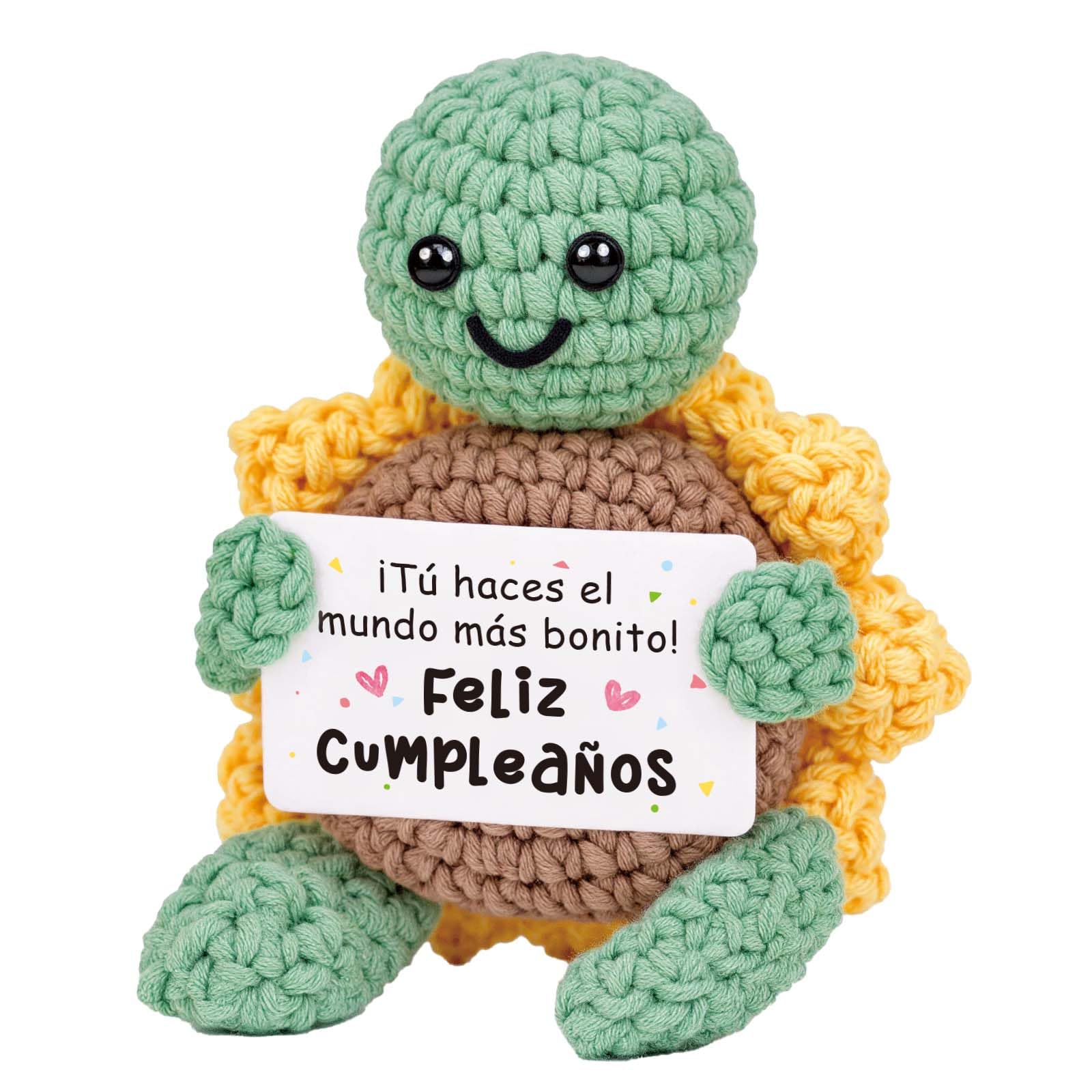 CheriGift Tortuga Girasol Positiva Regalo Cumpleaños Mujer Hecha a Mano 7x5x10 cm