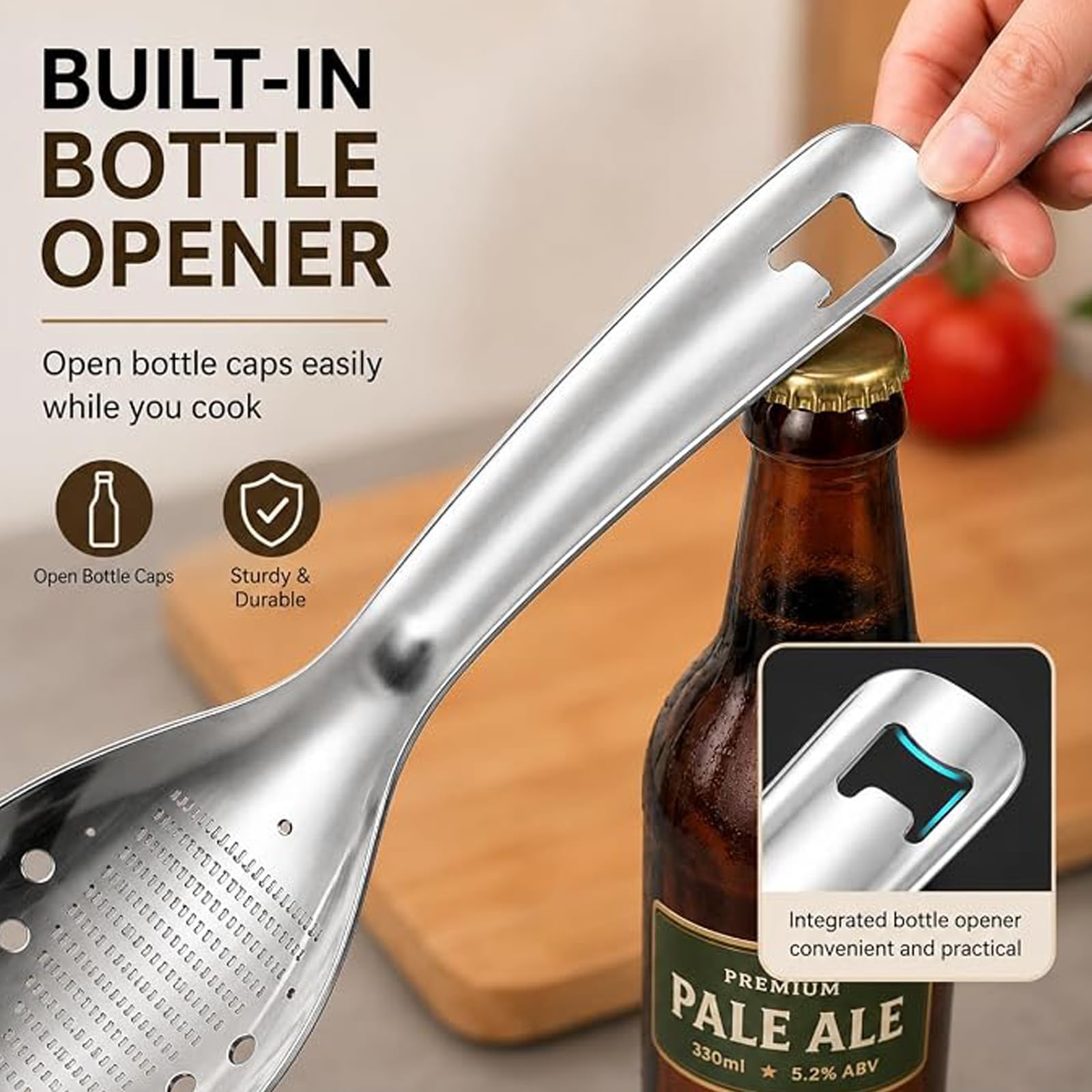 Cucchiaio Da Cucina Multiuso Acciaio Inox Cucchiaio Grattugiatore (A+B)