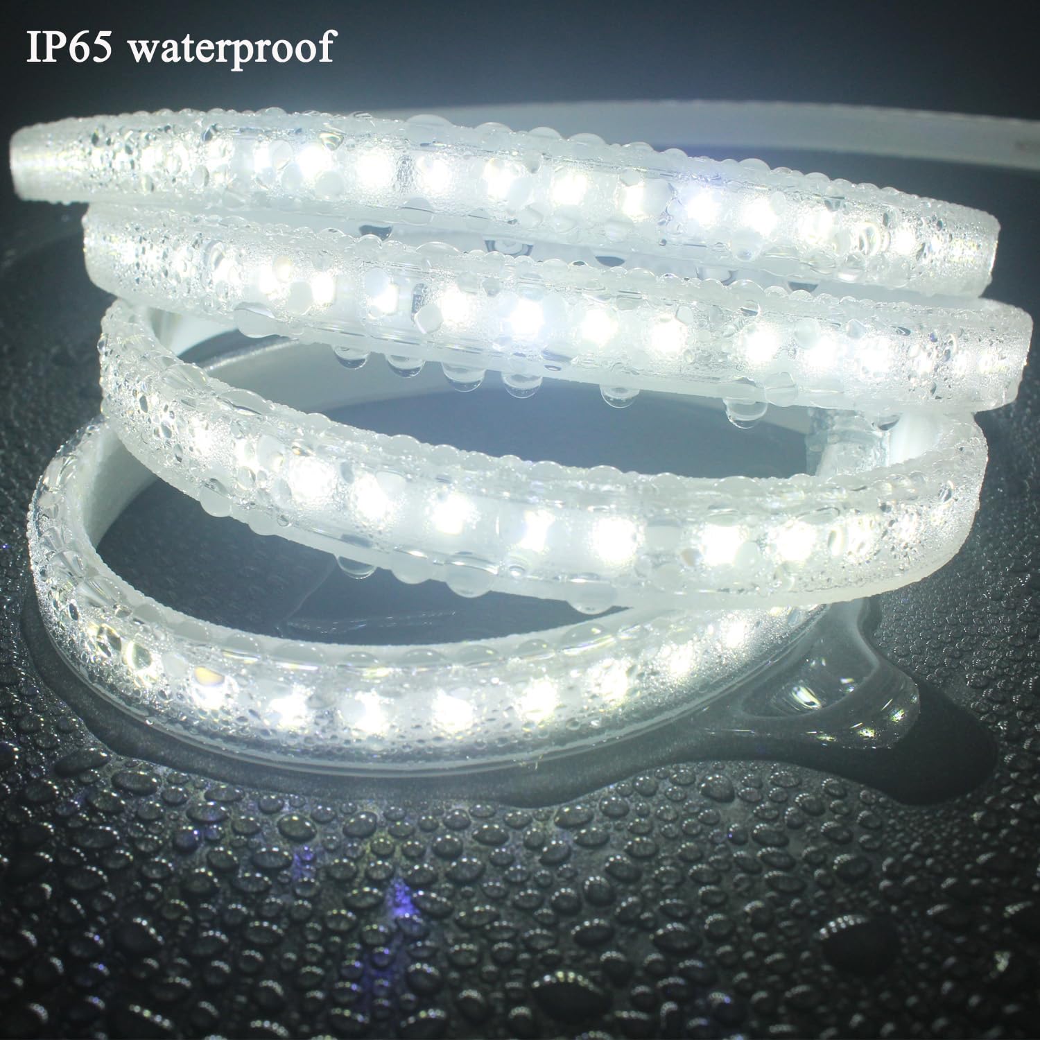 Tira LED de 20 m, muy luminosa, cinta LED de 220 V, 230 V, sin transformador impermeable, IP65, tira de LED, 120 LEDs/m, 6000 K, diadema LED con interruptor, color blanco frío