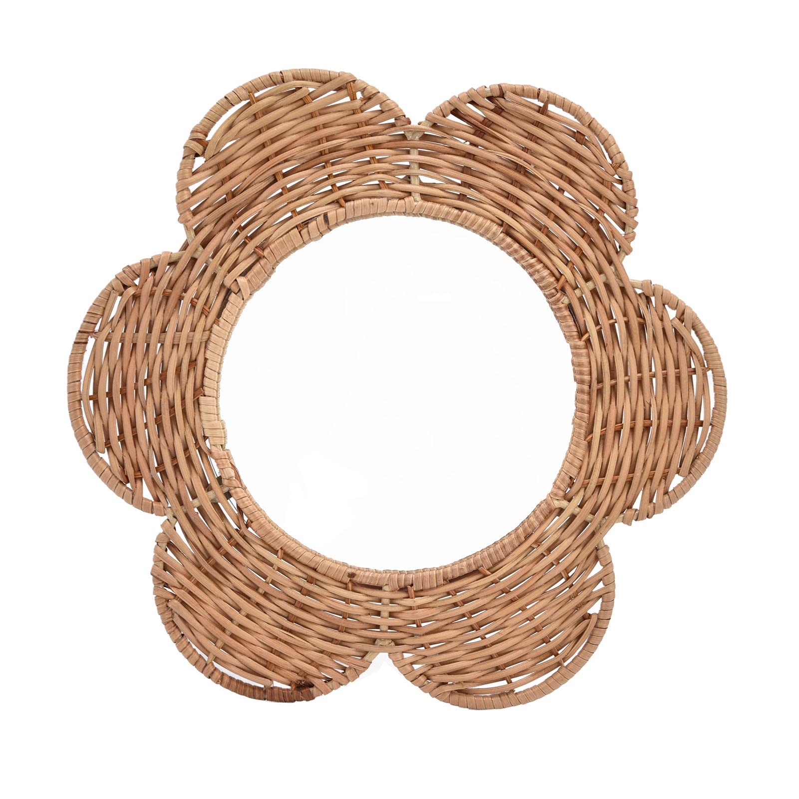 Espejo De Pared Colgante para El Baño Y La Sala De Estar, Marco De Ratán Natural, Pequeño Espejo Redondo con Madera Natural Rústica Y Angustiada, Acento Casero Antiguo, Arte Decora