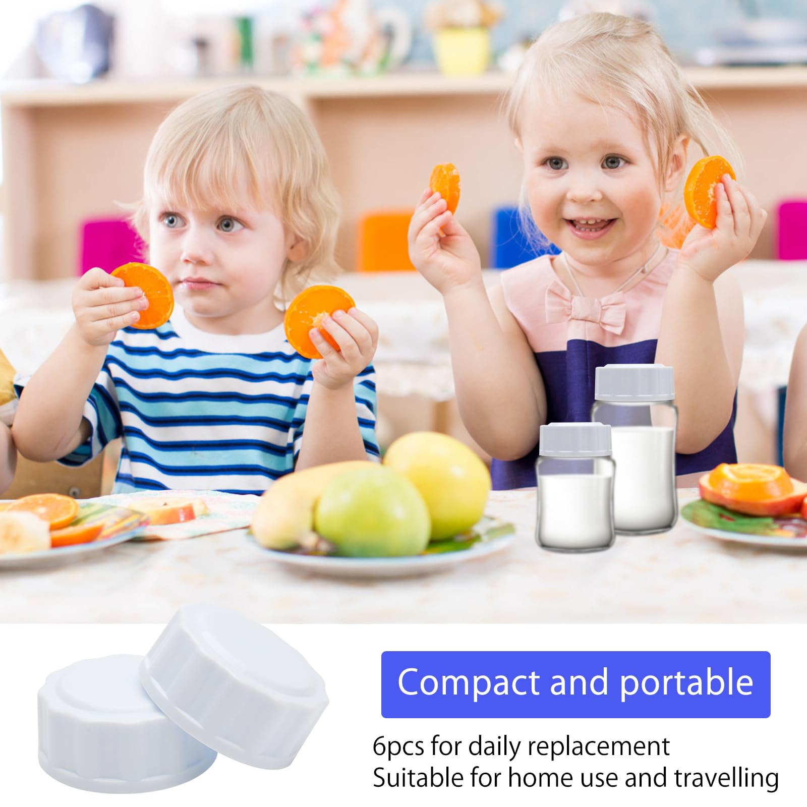 Tappi per biberon Avent, 6 tappi per bottiglie da viaggio, compatibili con bottiglie a collo largo, colore bianco, per biberon