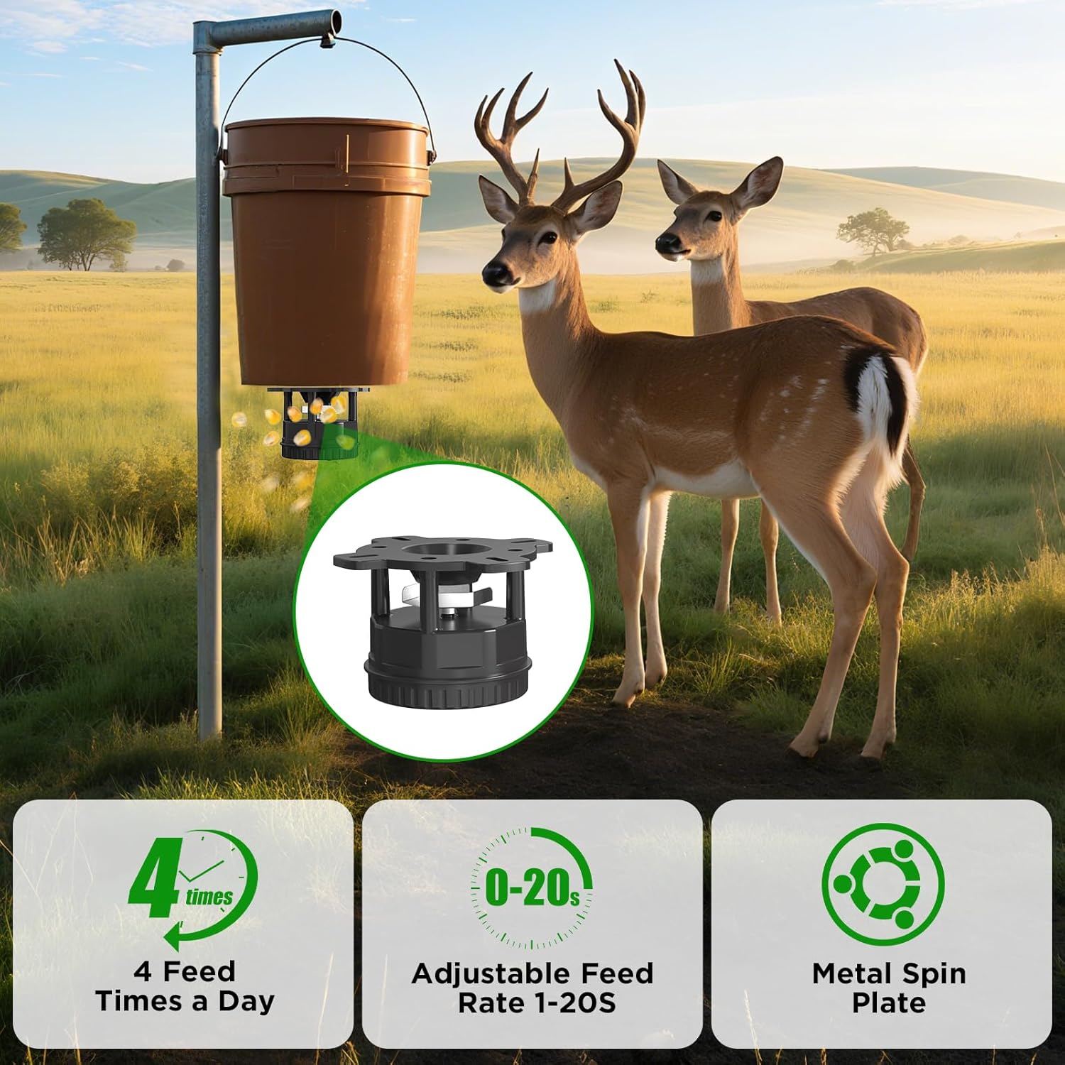 Deer Feeder Kit,Motor and Timer Kit with Programable Digital Timer,Up to 4 Feed Time,Easy to Install for Hunting Game Feeder,Batteries Not Included