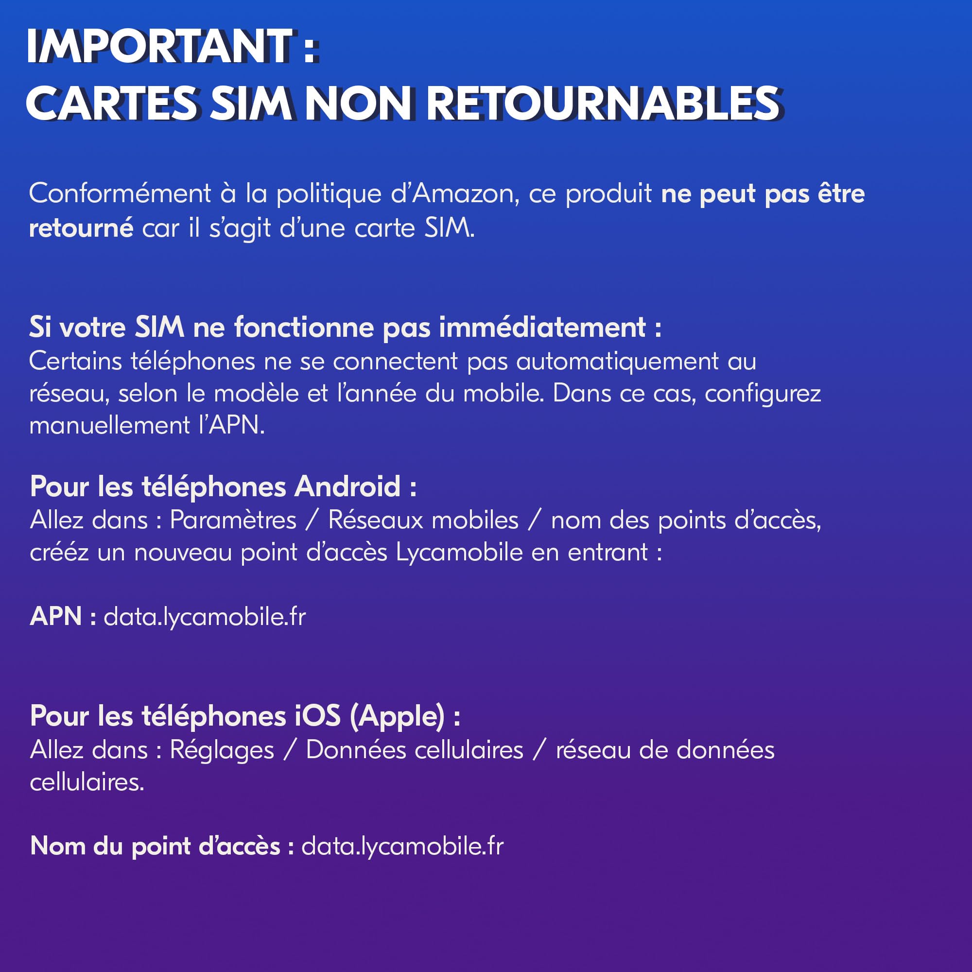 Lycamobile Carte SIM Prépayée France | Forfait M avec 300Go Internet 5G | Appels & SMS Illimités | 19Go en Europe, Suisse & Royaume-Uni | Renouvelable après 30 Jours - sans Engagement