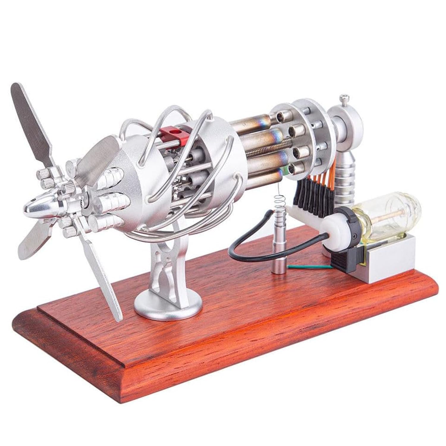 Silnik Stirlinga DowPie z 16 cylindrami i płytą swash plate, model do fizyki spalania zewnętrznego z woltomierzem LED, pomoc dydaktyczna STEM do eksperymentów w klasie Stainlesssteel