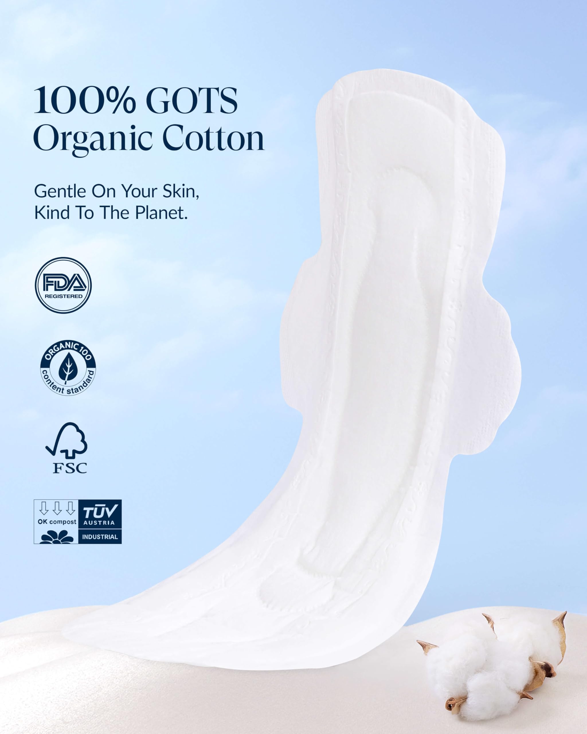 Almohadillas sanitarias 100% orgánicas superlargas con alas, extra pesadas para mujer, máxima absorción, ultra finas, cobertura extra, algodón, almohadillas menstruales (extra largas durante la noche,