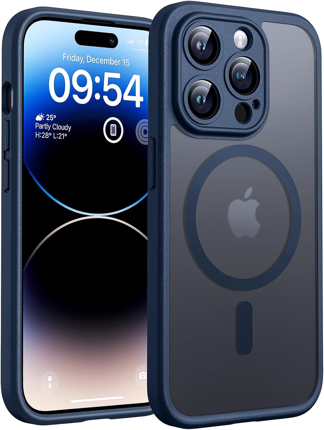 TOCOL Magnetic for iPhone 14 Pro Case, Upgraded Full Camera Protection, Compatible with Magsafe, Drop Protection, Translucent Matte Back Bumper Phone Cover 6.1-Inch (Dark Blue) iPhone 14 Pro Dark Blue