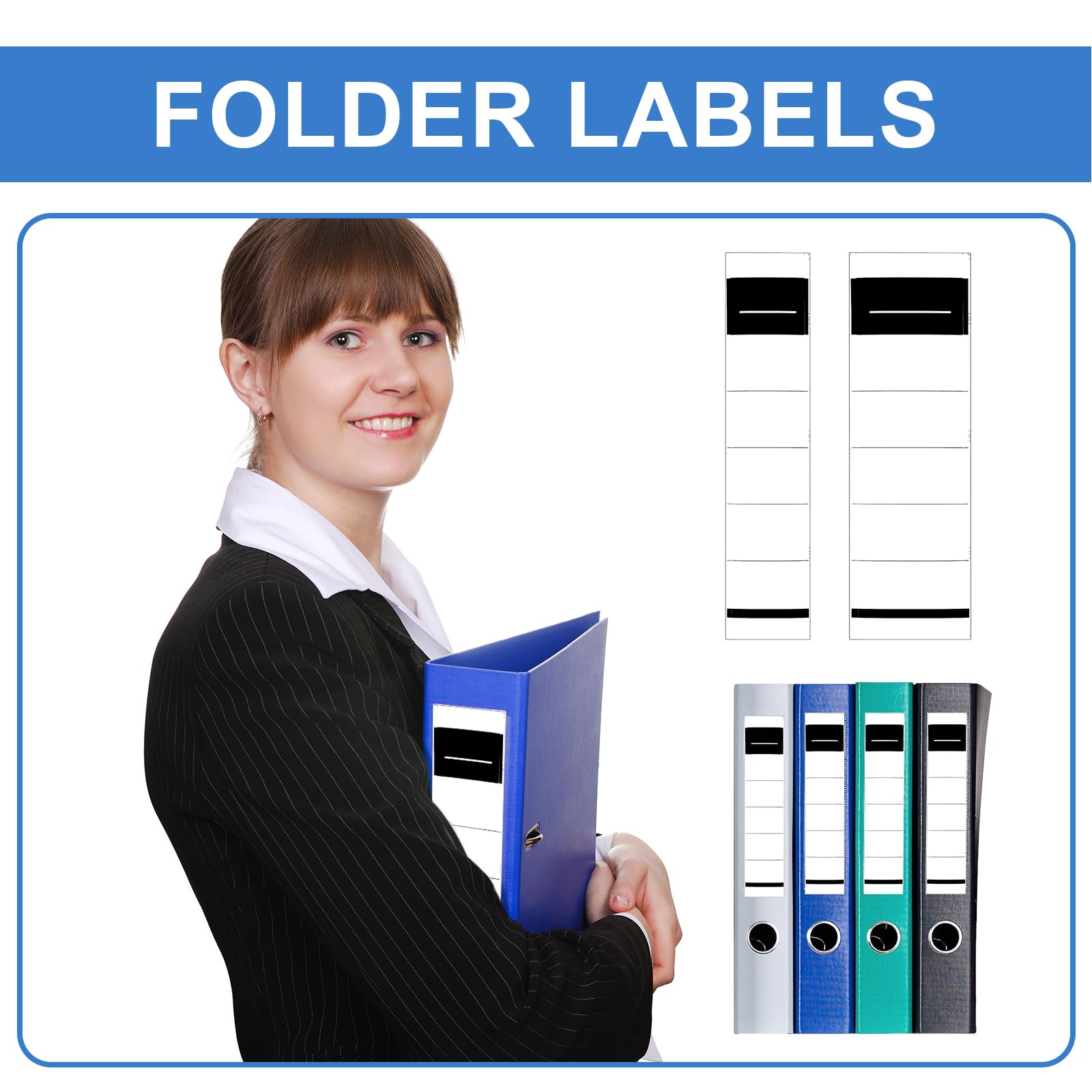 Ruzister Lot De 50 étiquettes Autocollantes Pour Dos De Classeur - Blanches - 3,6 X 19 Cm/5,4 X 19 Cm - Pour Classeurs étroits De 5 Cm/8 Cm