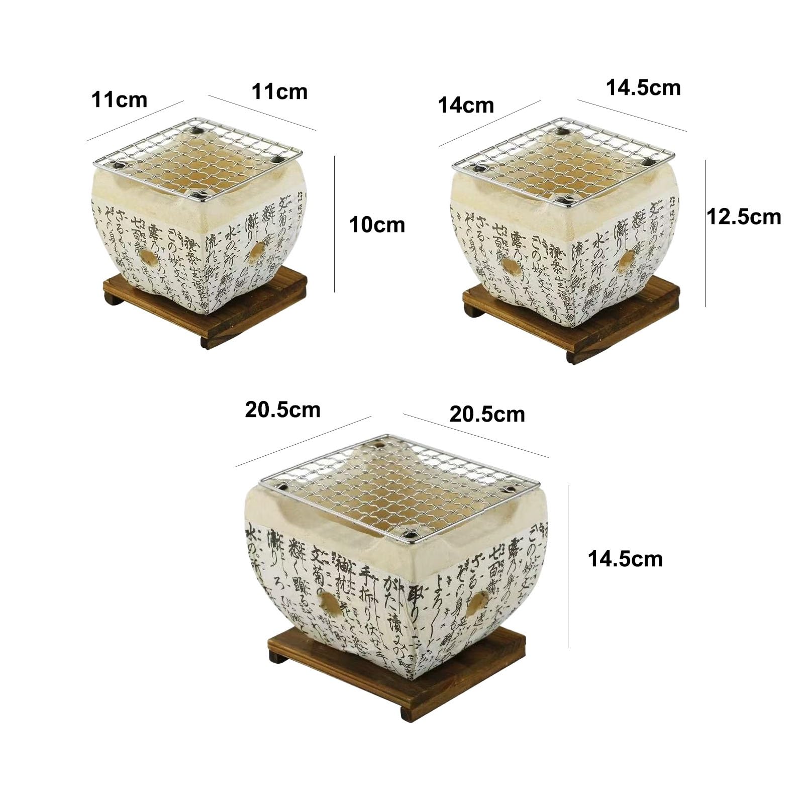 Poêle à barbecue de style japonais,barbecue portable Yakiniku Grill léger | Polyvalent Cuisine au charbon de bois, poêle à bois de camping plateau en bois for l'intérieur,le camping(11x11x10cm)