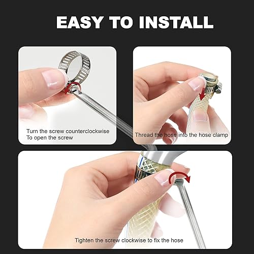 Miniatura 4 de 20 abrazaderas de manguera de engranaje helicoidal ajustables, abrazadera de tubo de acero inoxidable, herramienta de abrazadera de tubo de 34"-1"