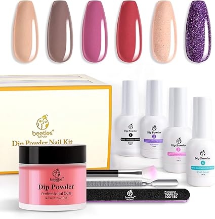 Amazon Com Beetles Dip Powder Nail Starter Kit Dipping System With Liquid Essential Tools Set French Manicure Art No Uv Led Lamp Needed 0 53 Naegel Glitzer Matt