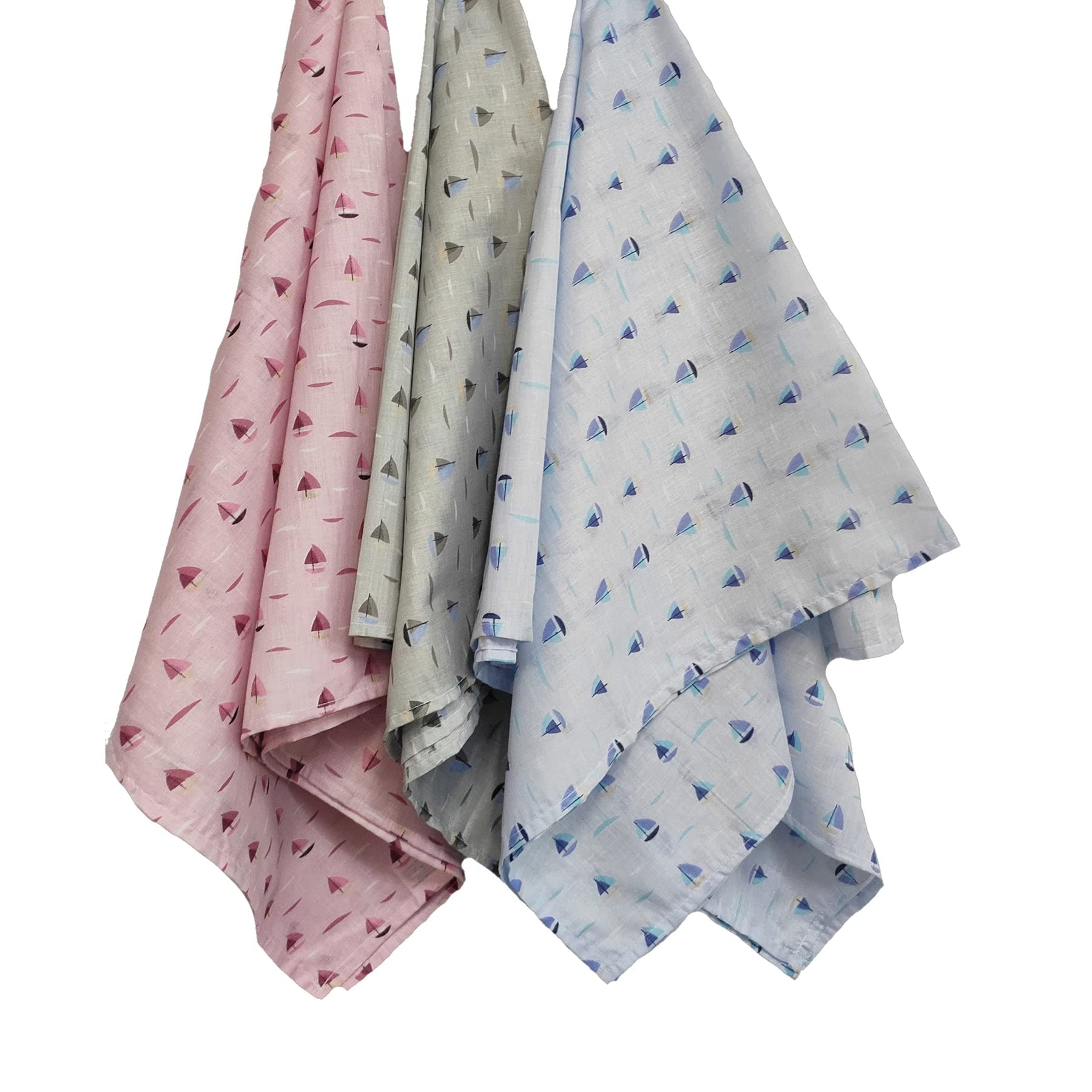Trance Home Linen Super Ultra Soft 100% Cotton Baby Wrapper|New Born Swaddling Soft Cotton Sheets|Baby Wrap Set (100x100 cm, Color Boats, Pack of 3)|TC - 200, Multicolor