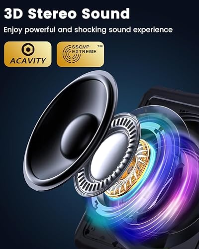 Miniatura 2 de ALPOWL Máquina de karaoke con dos micrófonos inalámbricos, sistema de altavoces PA portátil con ajuste de gravesagudos para niños y adultos, fiesta,