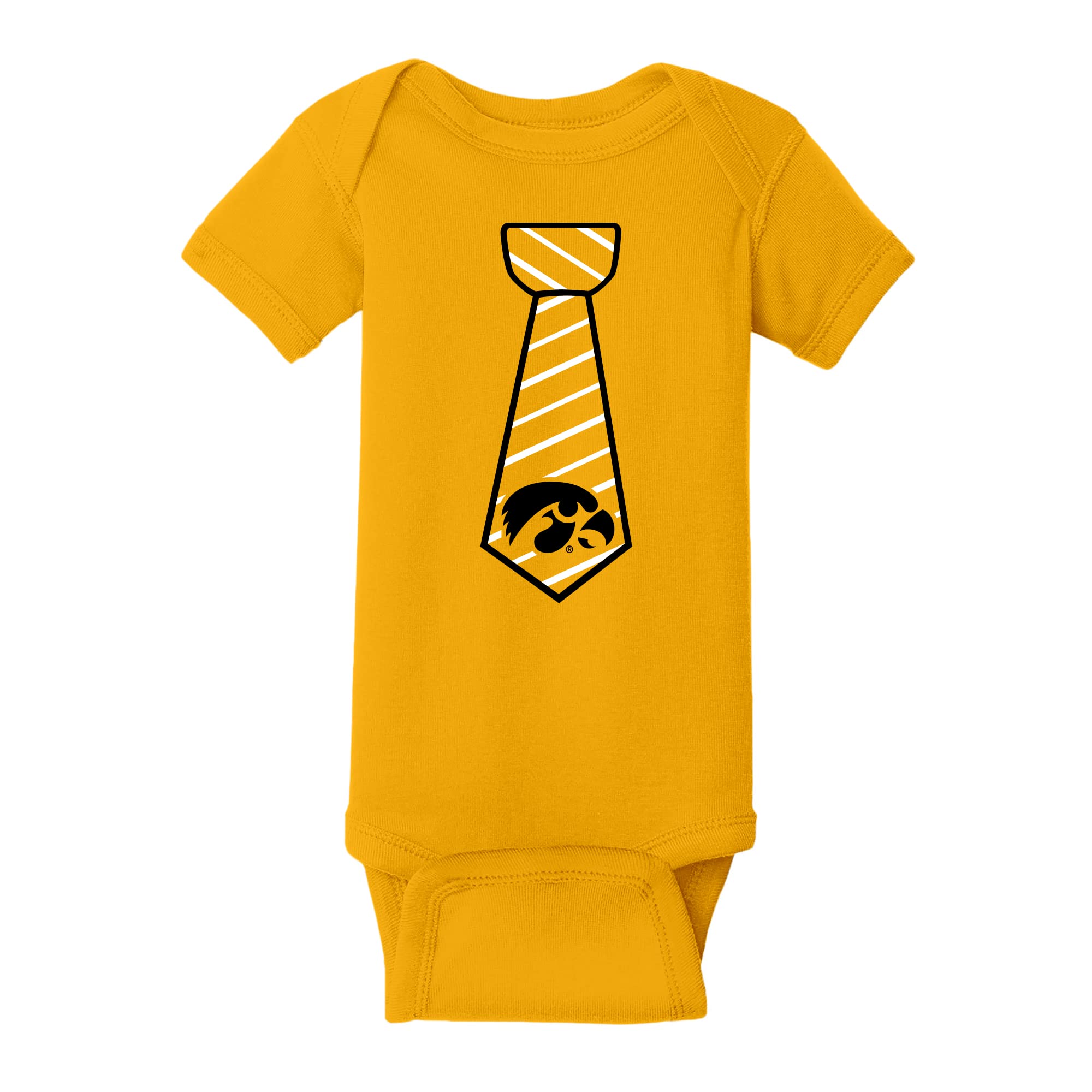 UGP Campus Apparel - YC24 - Iowa Hawkeyes Necktie Infant Creeper Bodysuit - 12 Month - Gold