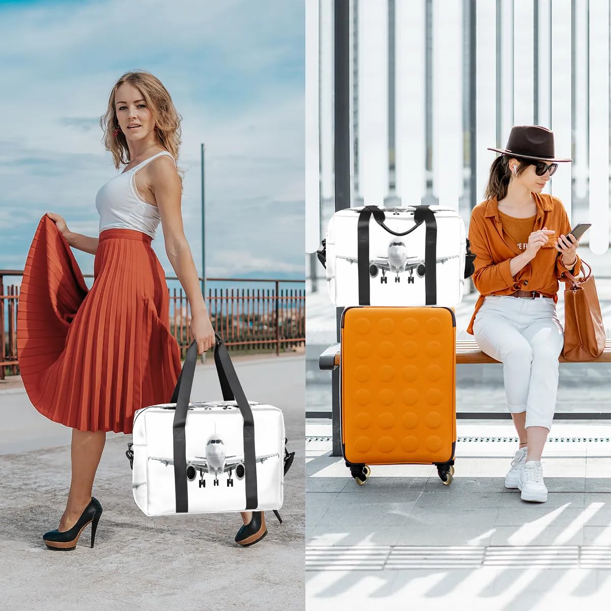 Reisetasche im Flugzeug-Design, für Damen, Herren, Mädchen, Jungen, Wochenendtasche, Übernachtungstasche, 32 l, große Kabinentasche, Tragetasche für Reisen, Sport, Fitnessstudio, farbe, Big,