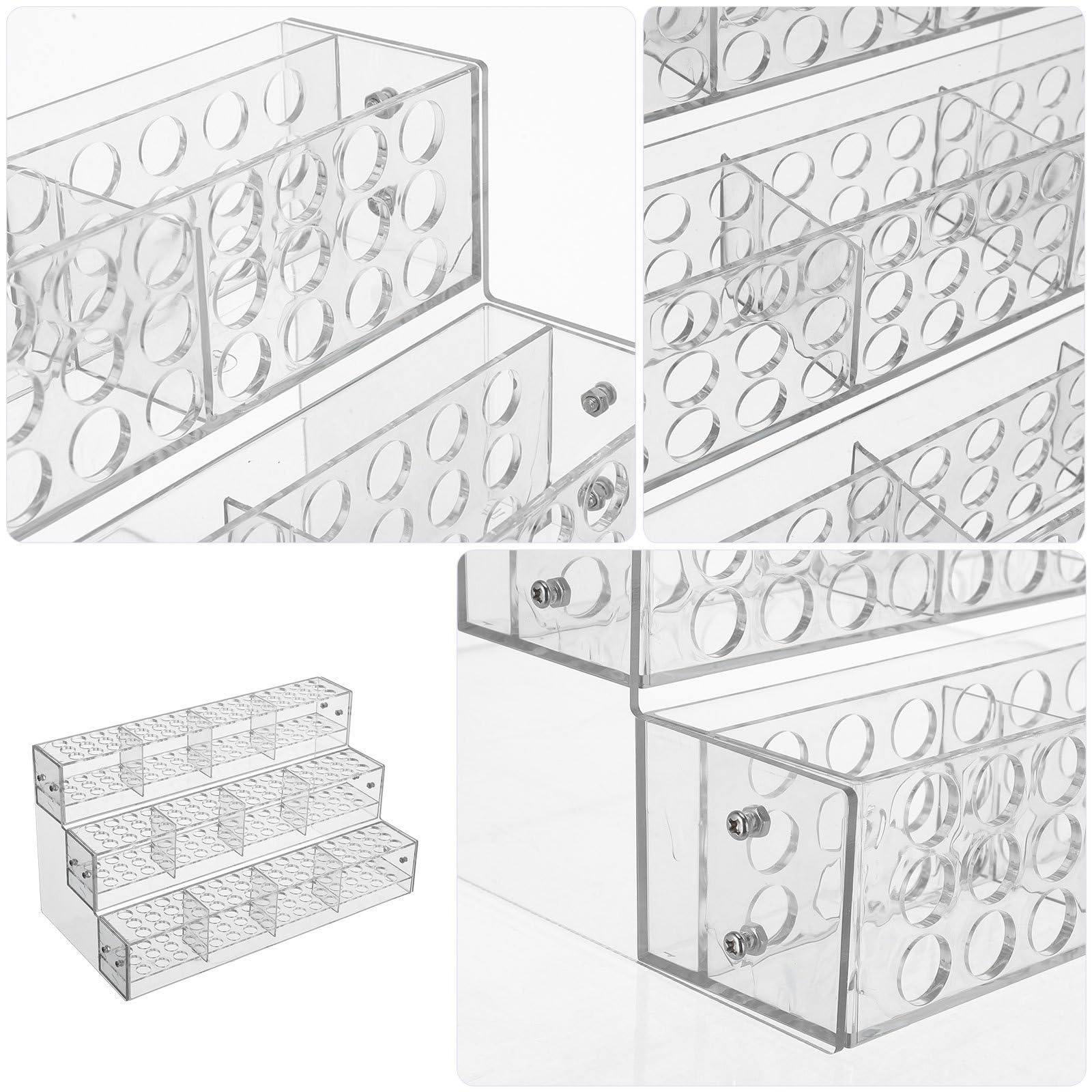 Toyvian Organizador de Brochas de Maquillaje y Base Estable de Acrílico Transparente Diseño Multitier Fácil de Limpiar para Escritorio y Entornos Educativos