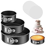 Kootek Cake Pan Set of 3, Nonstick Springform Pans with Removable Bottom, 4, 7, 9 Inch Round Cheesecake Baking Pans with 50 Pcs Parchment Paper Liners