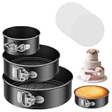 Kootek Cake Pan Set of 3&comma; Nonstick Springform Pans with Removable Bottom&comma; 4&comma; 7&comma; 9 Inch Round Cheesecake Baking Pans with 50 Pcs Parchment Paper Liners