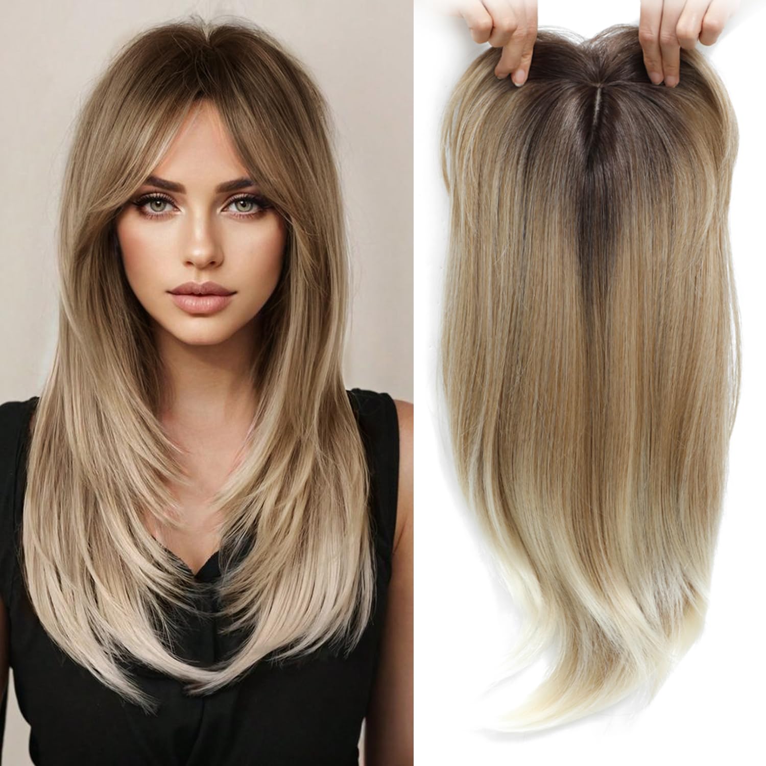 Hair Toppers for Thinning Hair 18inch Hair Pieces for Women 6.5X6.5 Inch Hair Topper Adding Extra Hair Volume