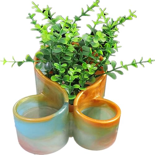 Miniatura 3 de Gigicloud Molde de resina para jarrón, 3 en 1, caja de almacenamiento de silicona con 3 ranuras reutilizables para bricolaje, jarrón de silicona,