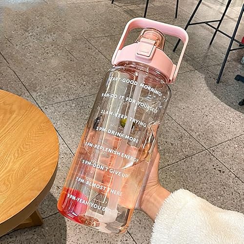 水筒・マグボトル 750ml、2000ml ストロー付き 漏れ防止 軽量 直飲み 女の子 中学生 女子 男の子 通学 通勤 登山用 キャンプ ジム ハイキング 自転車 自転車 男女兼用 (ピンク, 2000ml)