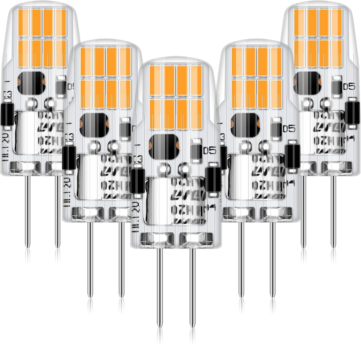 AGOTD G4 LED 12V, 2W G4 LED 2700K warmweiss Leuchtmittel Ersetzt für 20W Halogenlampen, 200LM 12V AC/DC LED Birnen, Nicht Dimmbar Stiftsockellampe Glühbirnen, 5er Pack