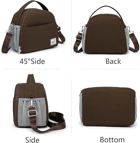 Miniatura 7 de NOL Natural Organic Lifestyle Lunch Bag Insulated Cooler Bag for Women Nylon Waterproof Lightweight Lunch Box Organiser (Coffee)