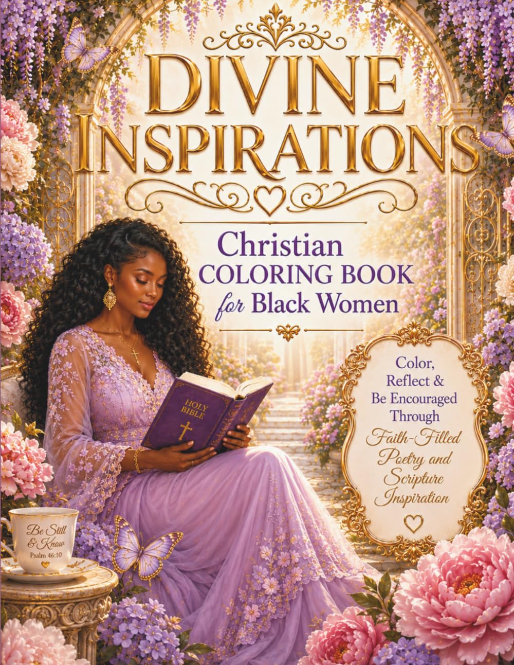 Divine Inspirations: Christian Coloring Book For Black Women, Color, Reflect & Be Encouraged Through Faith-Filled Poetry and Scripture Inspiration