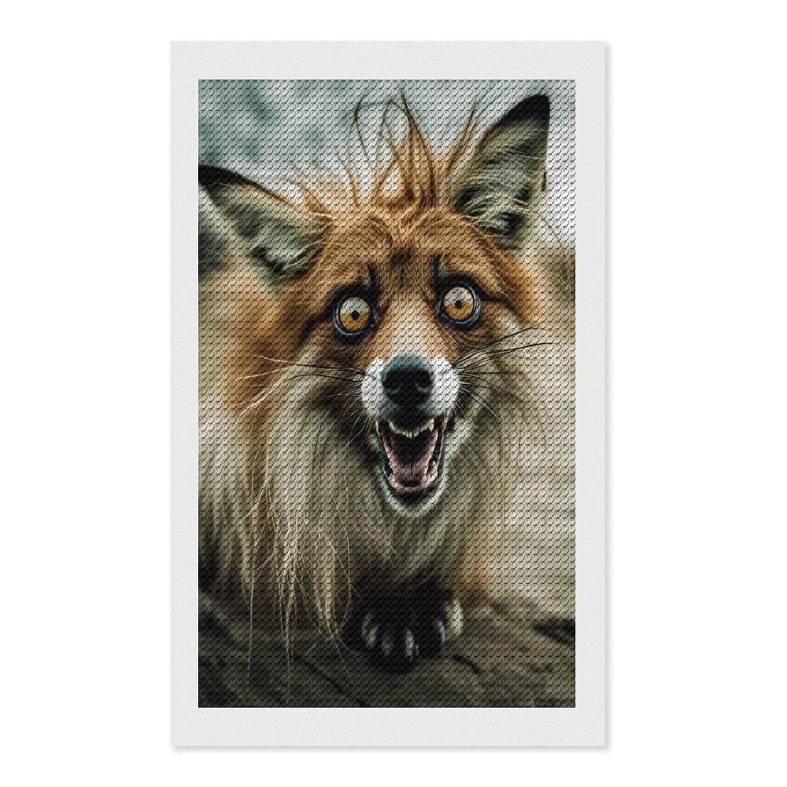 Junmoney Fox with Wide Eyes Diamond Painting Canvas Set 12"x20", for Women, Mindful Craft Activity, Cosy Home Accent, Festive Craft Gift