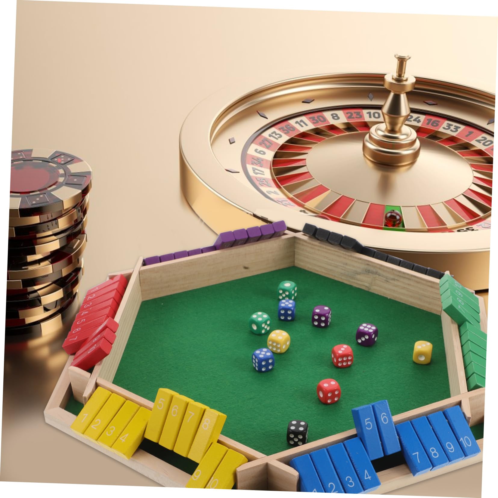 Jeu de Table à Boire à 6 Faces en Bois, Jeu Interactif pour Fêtes et Bars, Ambiance Conviviale, Divertissement Varié