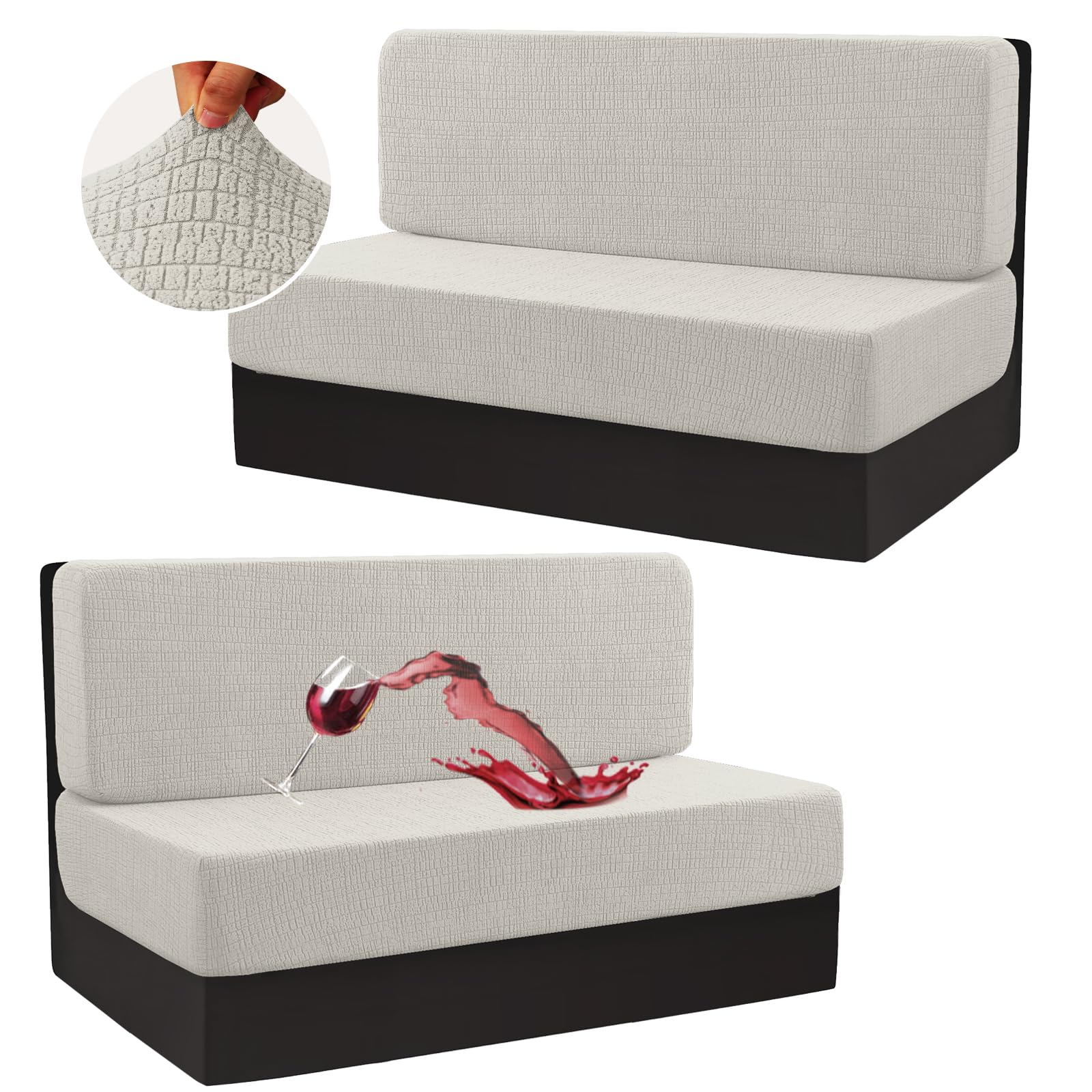 H.VERSAILTEX 100% Waterproof RV Dinette Cushion Covers with Elastic Camper Couch Cover RV Replacement Cushions for Travel Trailer Washable Crizzle