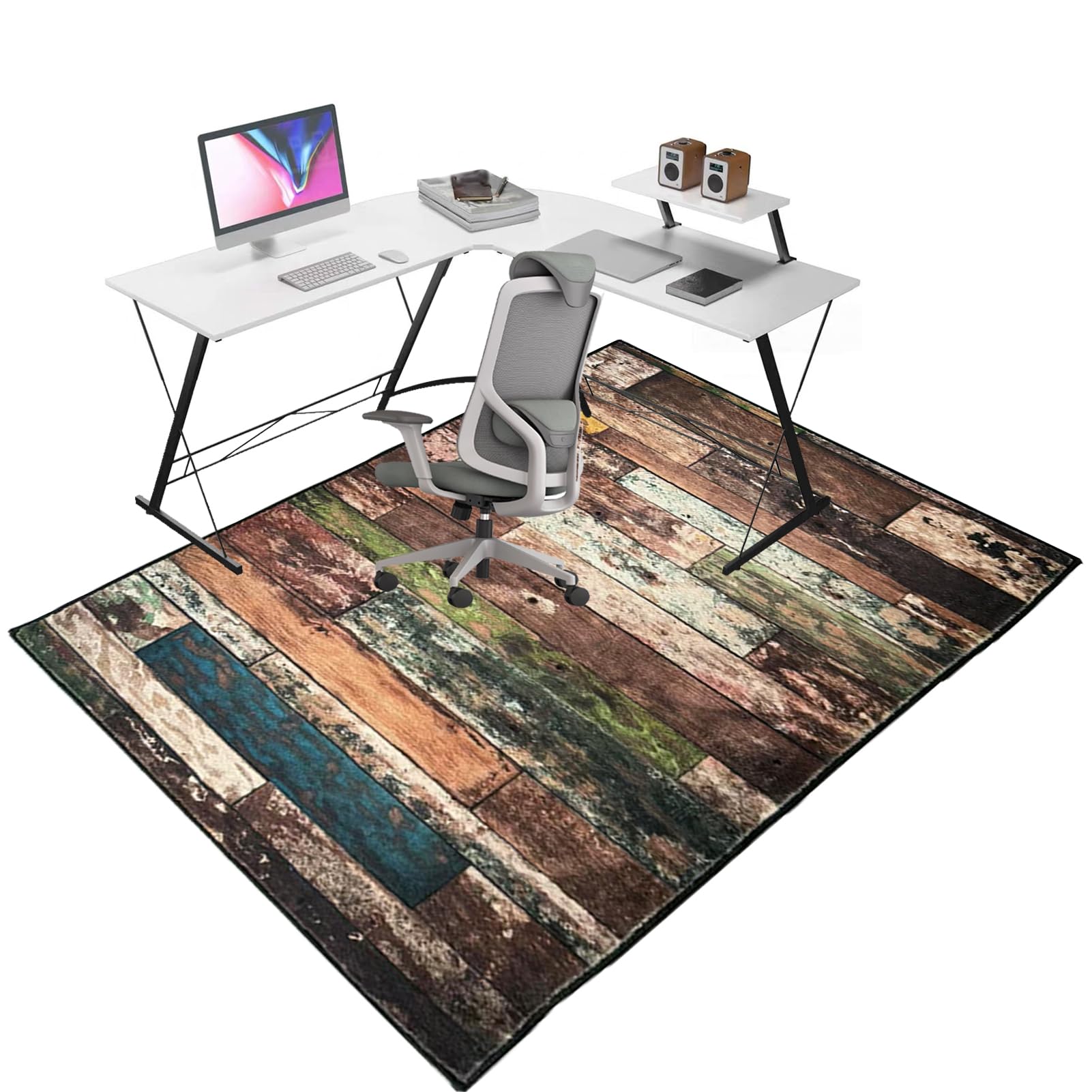 Office Chair Mat 60 x 70 cm, Floor Protector Rug for Gaming Rolling Chair, Carpet Protectors Non Slip, Computer Desk Floor Mats for Home Office Hardwood Floors Kitchen Living Room, Easy to Clean