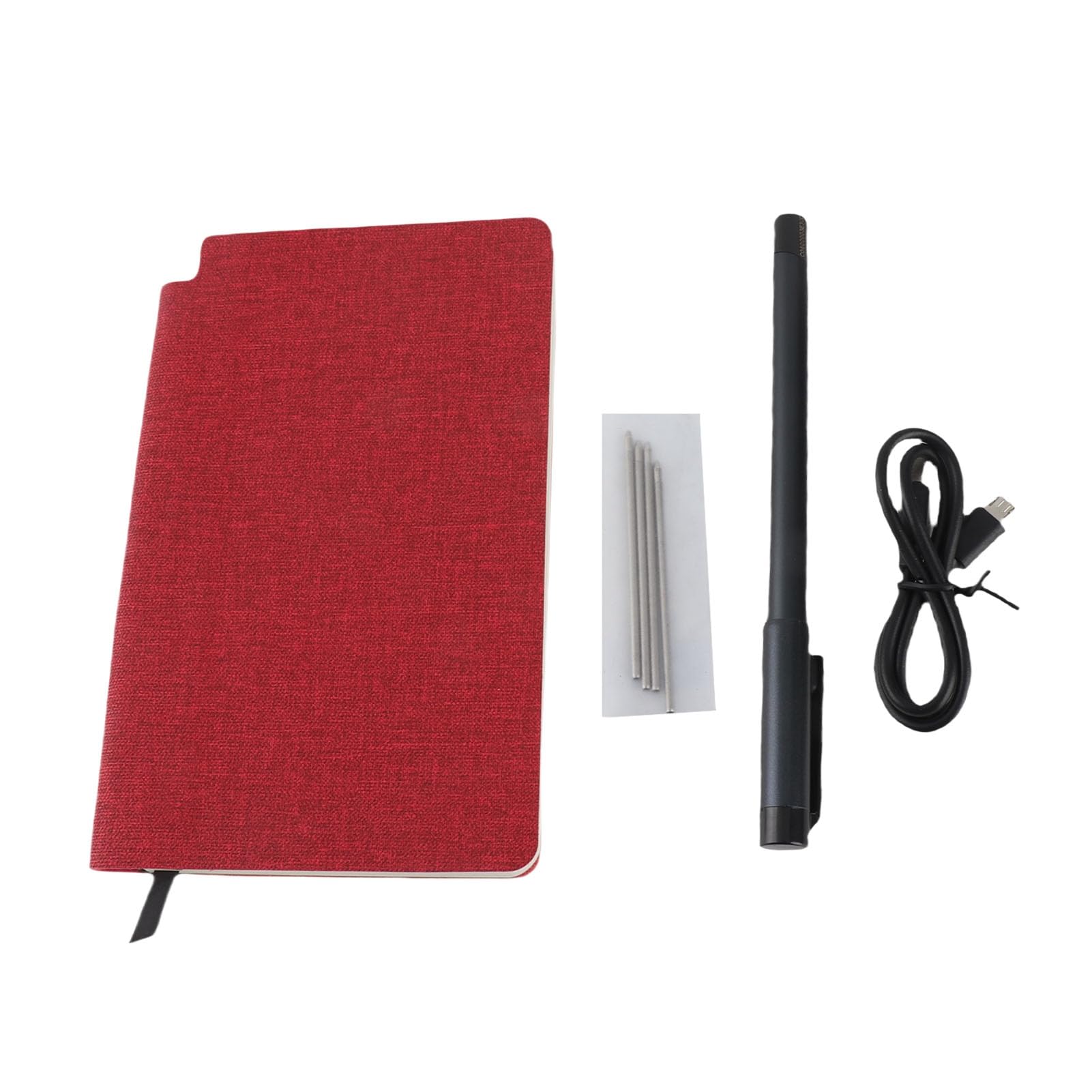 SMAR Digital Pen, Dessin AI, Partage en Temps Réel pour la Synchronisation du Carnet Numérique, Lecture, Traduction avec 5.0.USB Rechargeablepen, 80 Feuilles, 3 Pinces (Texture de Lin Rouge)