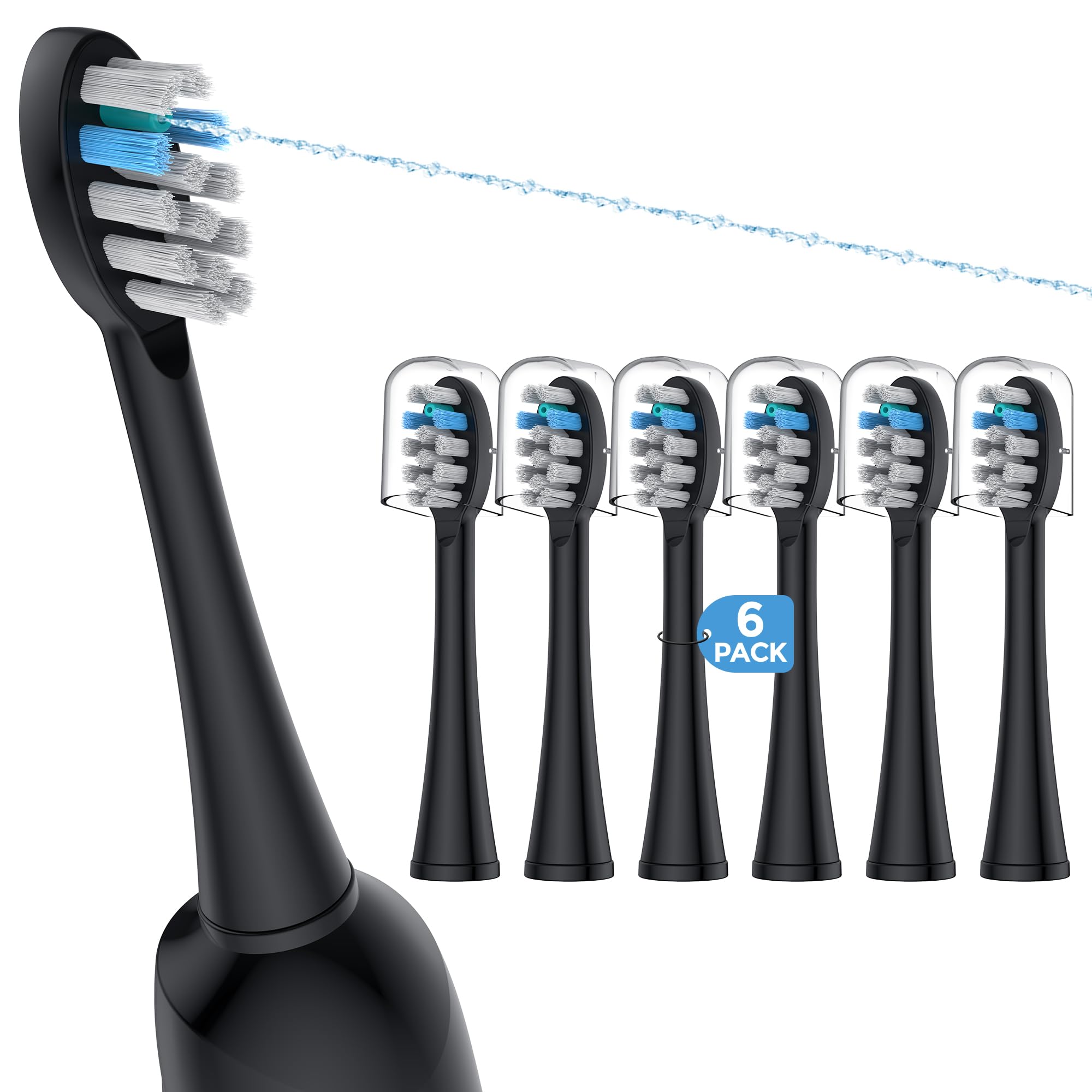 6 Pack FitMount Toothbrush Replacement Heads Compatible with WaterPik Sonic Fusion 2.0, FitMount Flossing Brush Head Fit for Water-Pic SF-01W SF-02W and 2.0 SF-03 SF-04