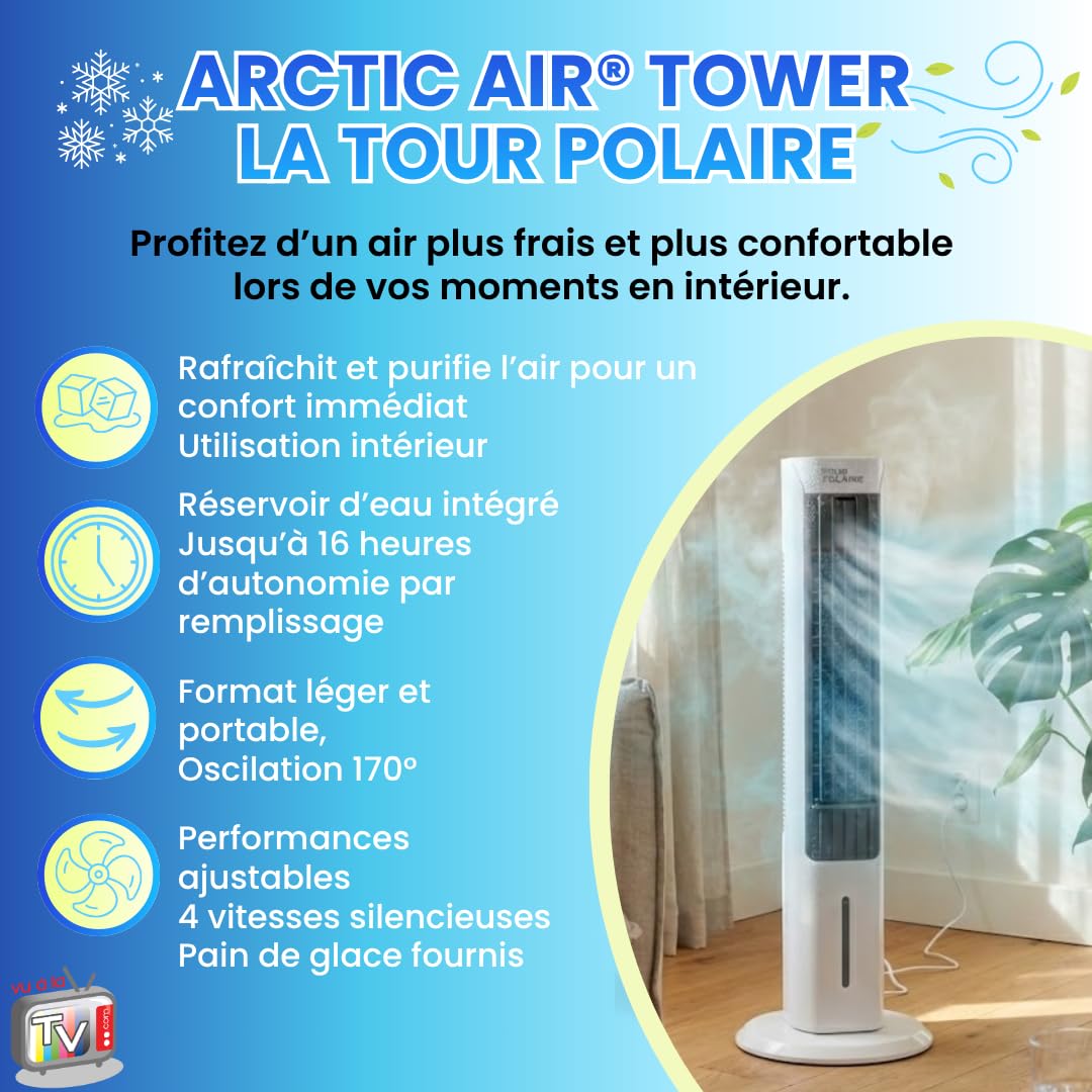 VENTEO - Rafraichisseur d'Air Colonne | Ventilateur Portable | Climatiseur mobile pour Intérieur | Oscillant 170° | Réservoir Grande Autonomie | Air Frais Purifié | Silencieux pour Chambre Salon