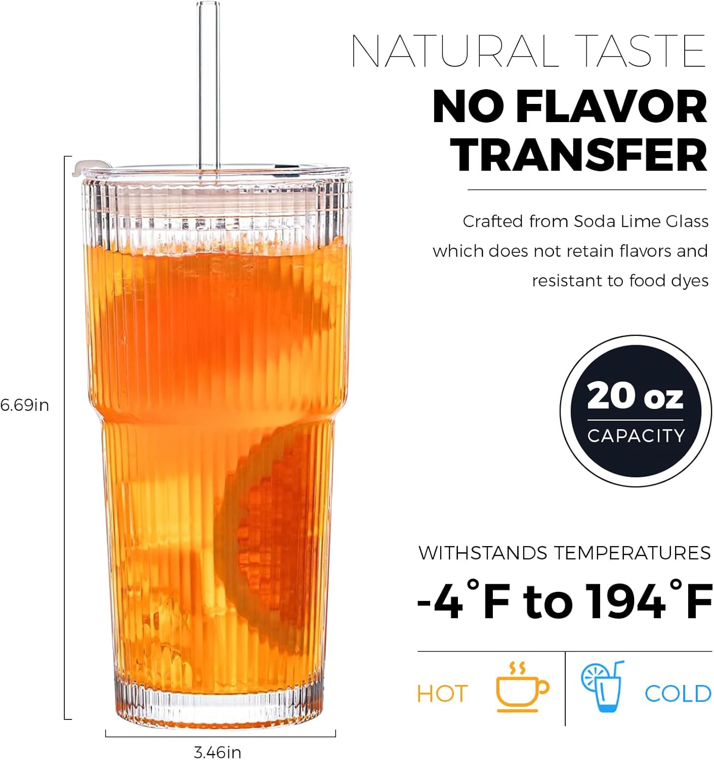 Sip in Style: Review of 20OZ Glass Cups with Lids and Straws for Refreshing Beverages!