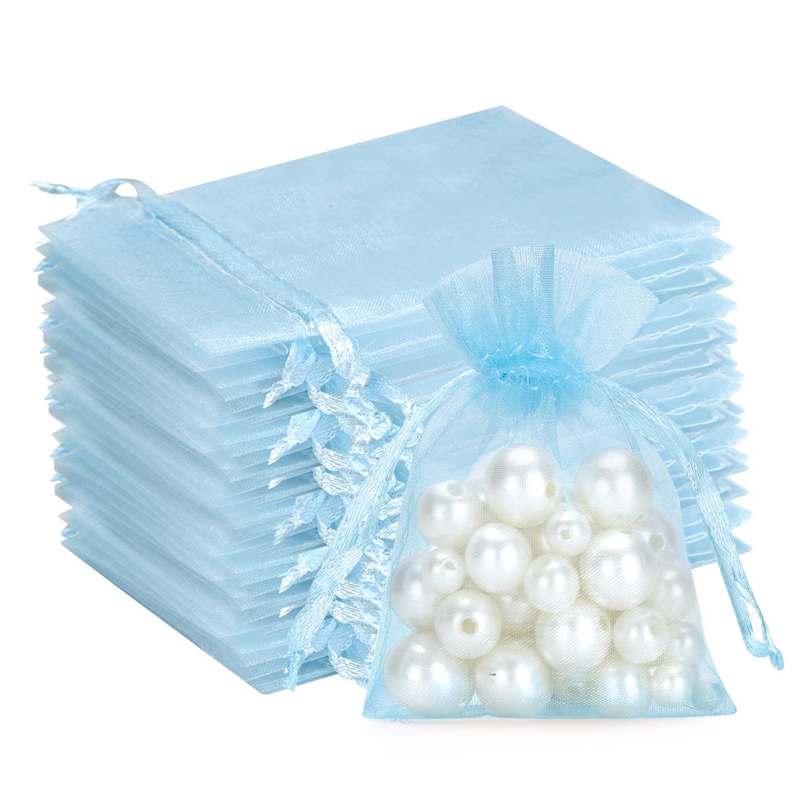 G2PLUS 100 Stück Organzasäckchen, Geschenk Organzabeutel, Hochzeit Organza-Beutelchen mit Kordelzug Sie als Hochzeit Bonbonsbeutel, Schmuckbeutel, Geschenkbeutel