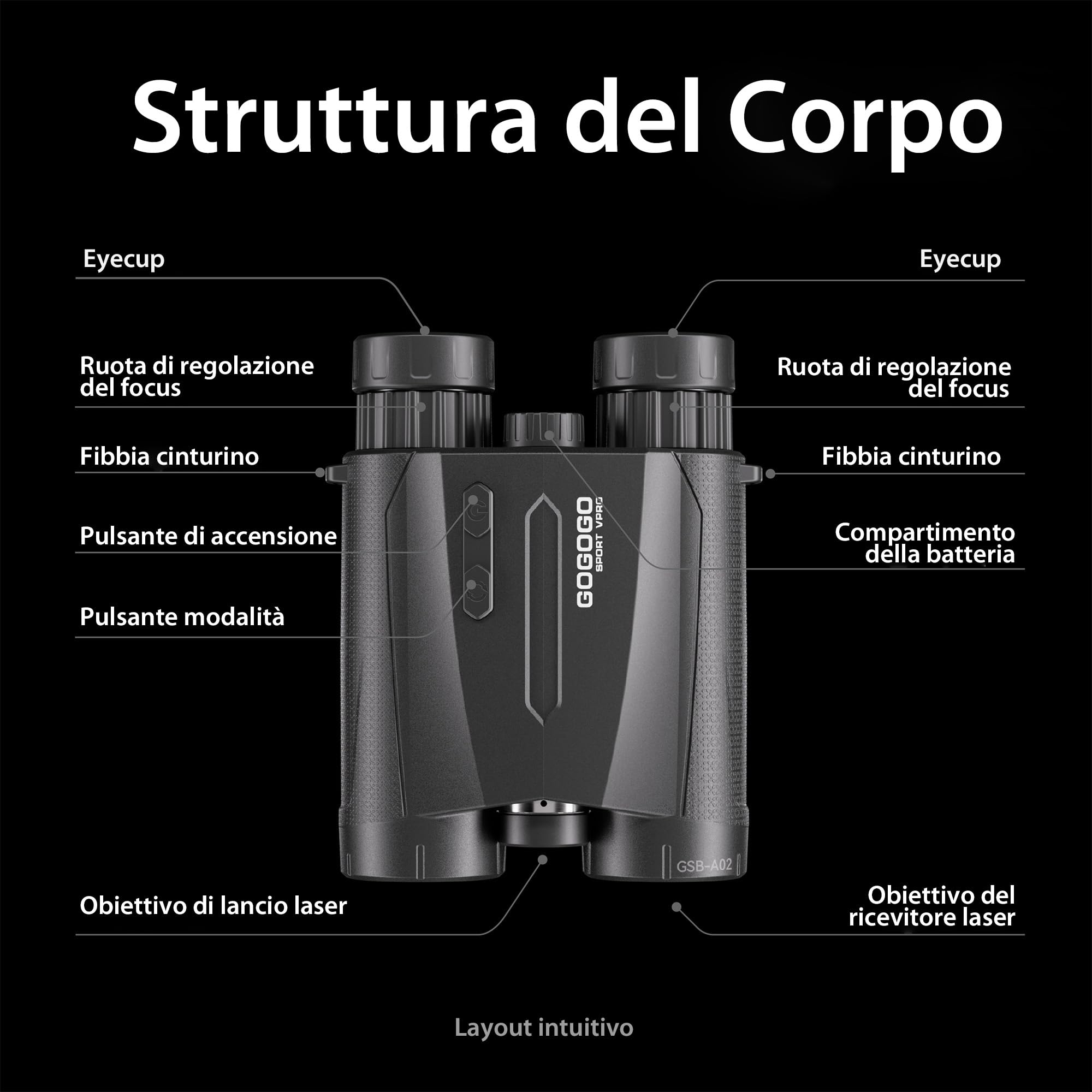 Gogogo Sport Vpro Wildlife - Cannocchiali Binocolo con 2500 yard Ulra-Clear View Caccia telemetro per tiro con l'arco, tiro, osservazione della natura, viaggi, escursioni
