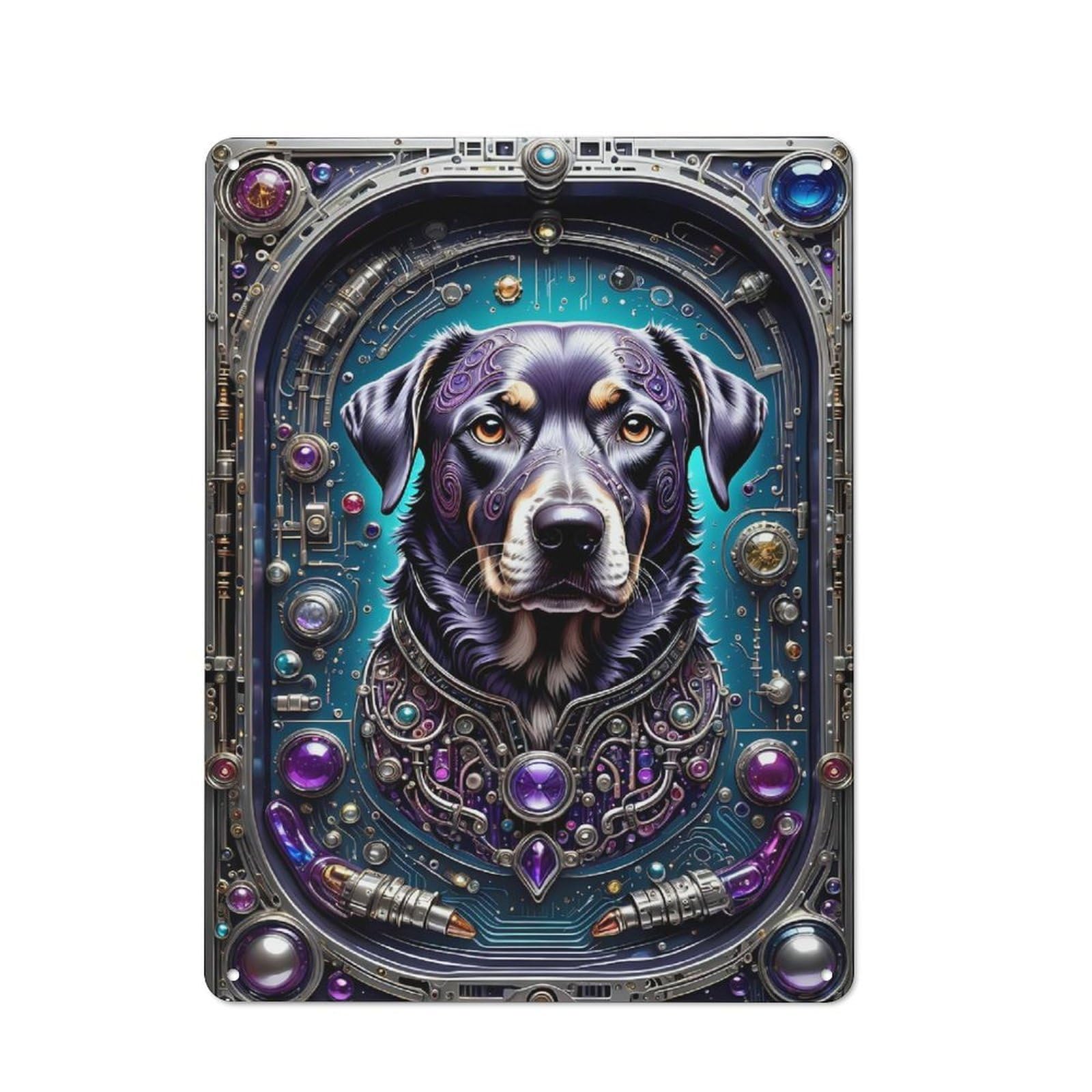 Junmoney Style-5 Mechanical Monarch Dog Retro Metal Wall Sign 40X30cm For Living Room Or Hallway, For Collectors Decorating Living Rooms And Hallways
