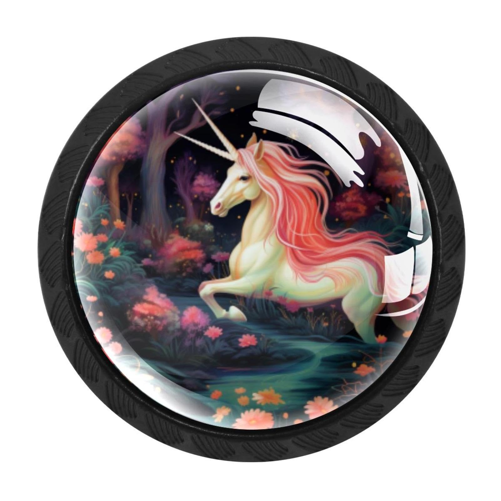 CHENZZZZ 4 pcs Unicorn Cabinet Knobs Crystal Drawer Pulls for Kitchen, Bathroom Cabinet, Dresser and Cupboard