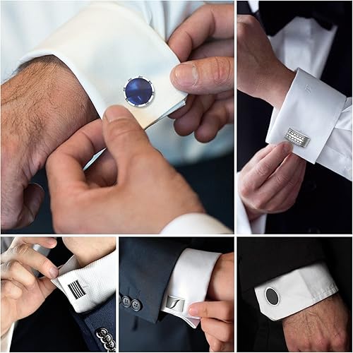 Miniatura 3 de Gemelos para hombres, camisa de esmoquin de acero inoxidable 316L, accesorios únicos de negocios, novio, boda, negro, plata, oro, joyería para hijo,
